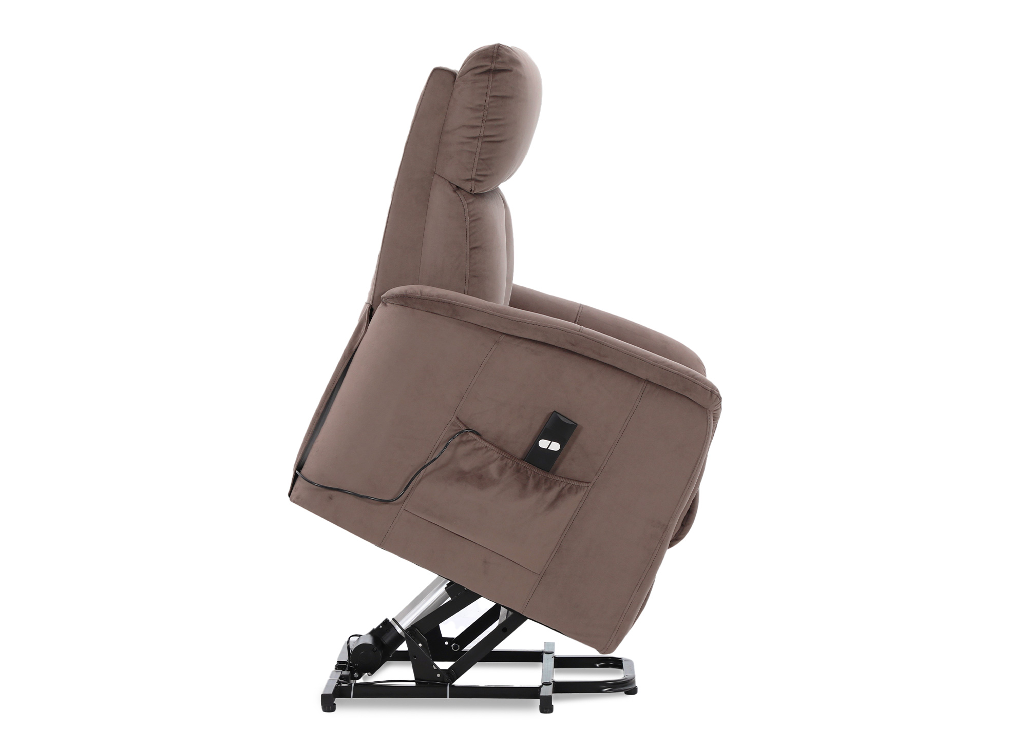 Fauteuil relax électrique et releveur en tissu marron JOHNNY