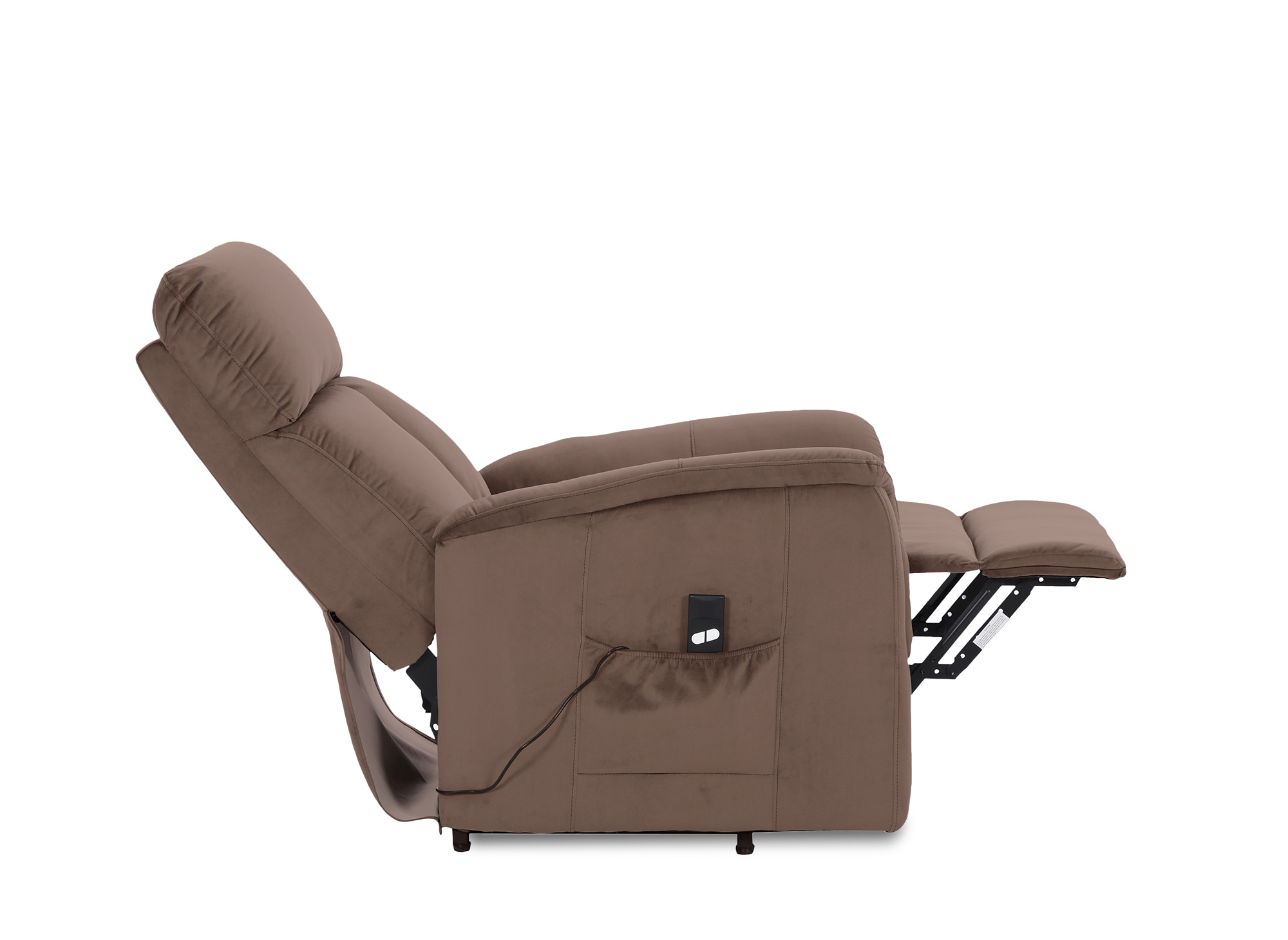Fauteuil relax électrique et releveur en tissu marron JOHNNY