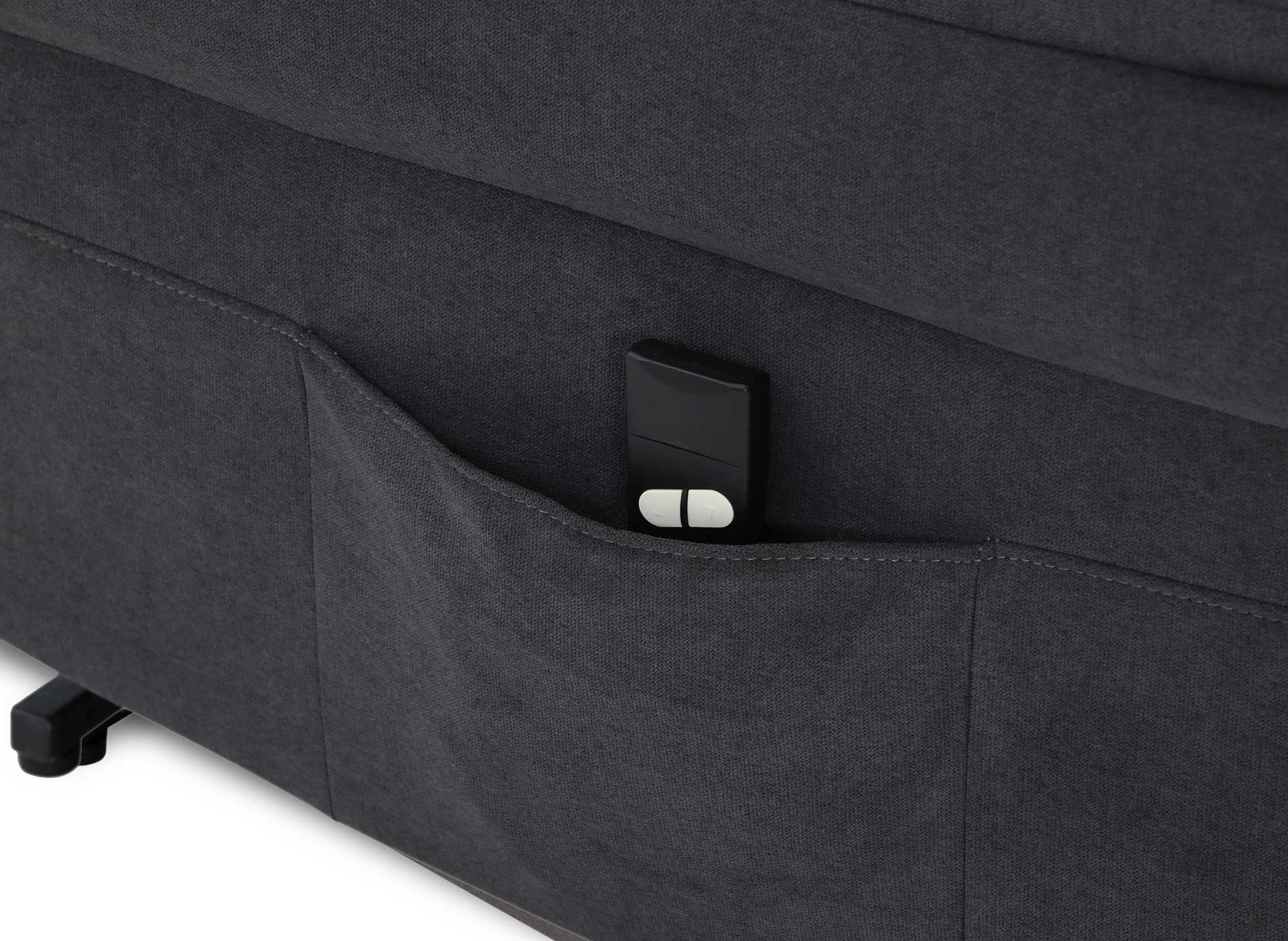 Fauteuil relax releveur et inclinable électriques en tissu gris foncé THIERRY