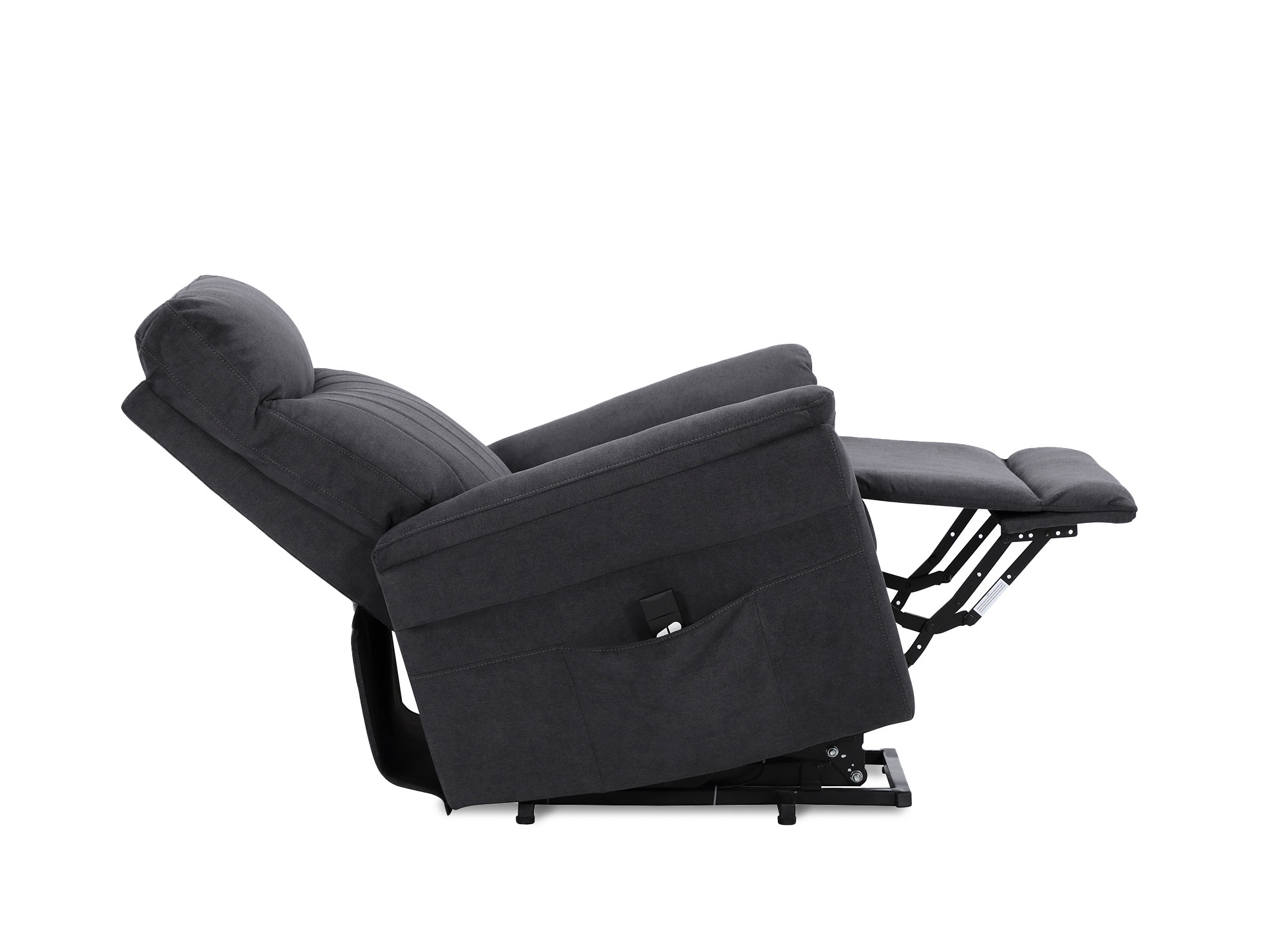 Fauteuil relax releveur et inclinable électriques en tissu gris foncé THIERRY