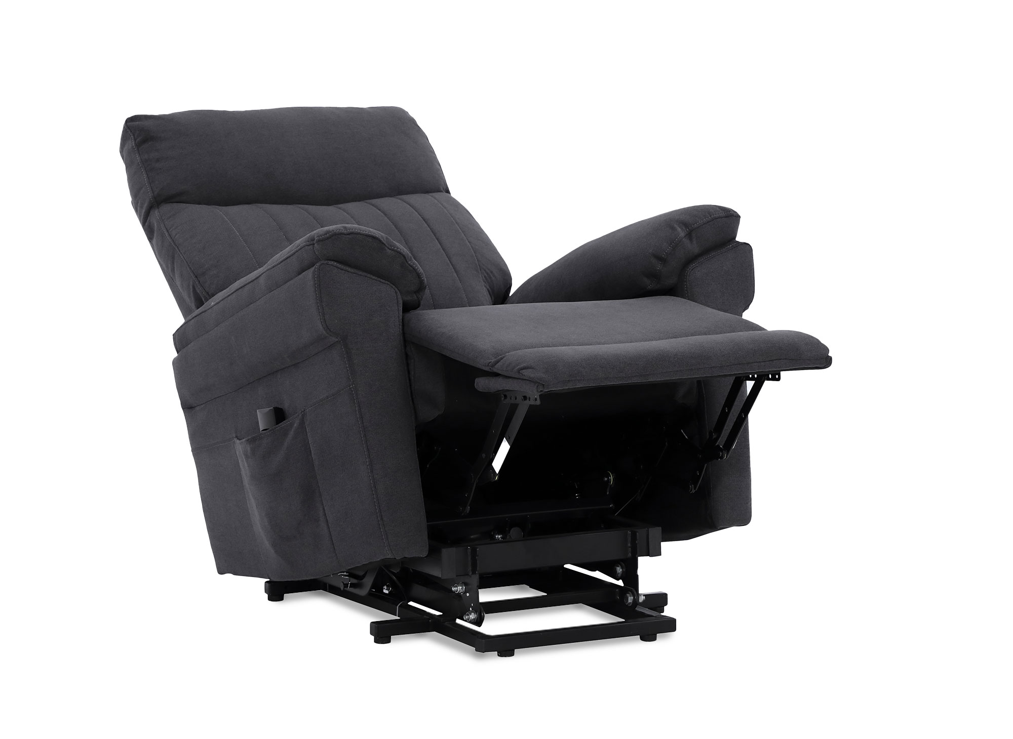 Fauteuil relax releveur et inclinable électriques en tissu gris foncé THIERRY