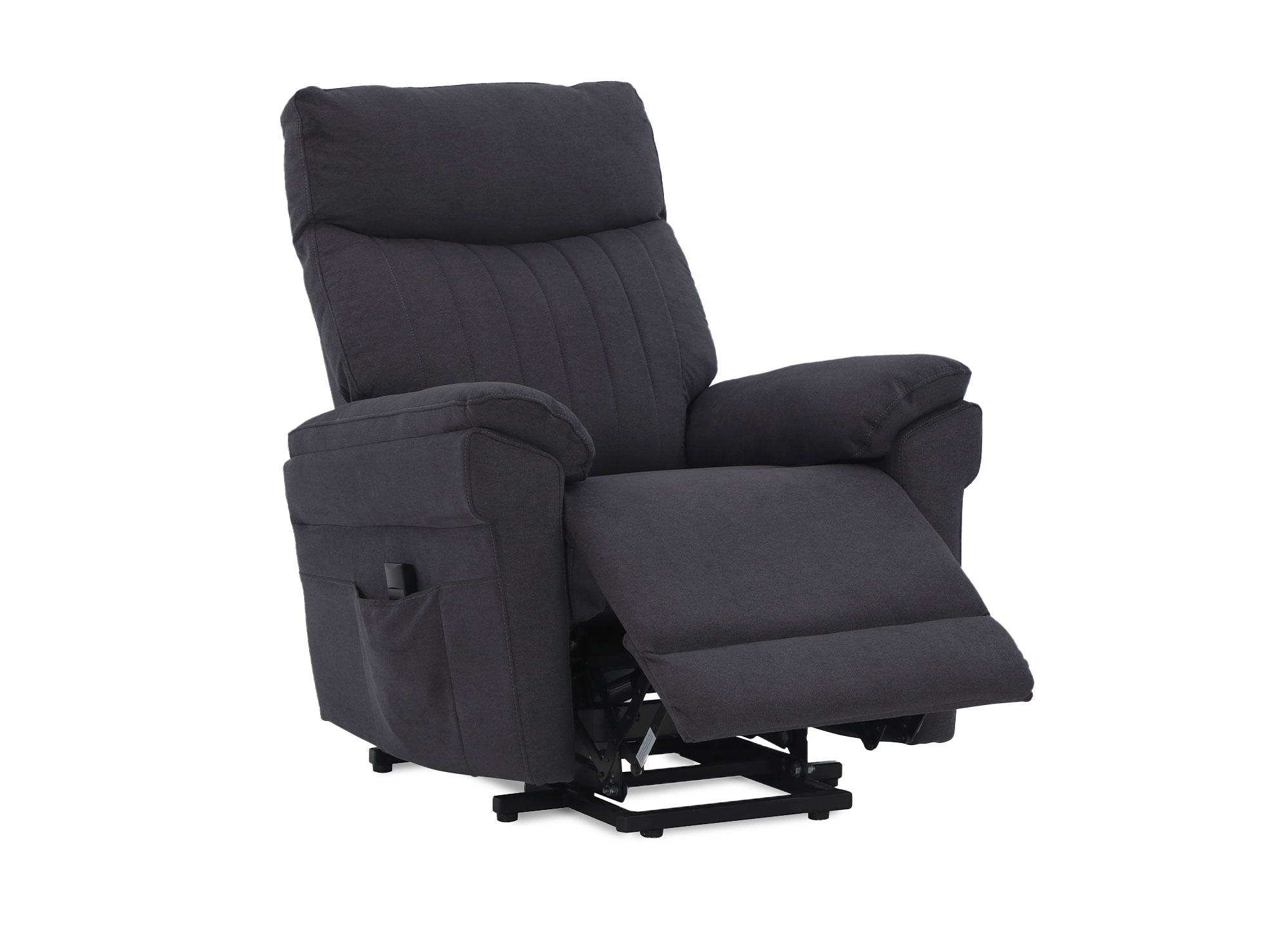 Fauteuil relax releveur et inclinable électriques en tissu gris foncé THIERRY