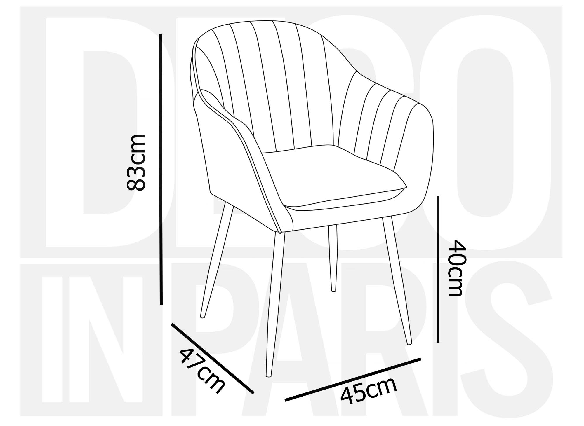 Lot de 2 chaises avec accoudoirs en velours beige EDWIGE