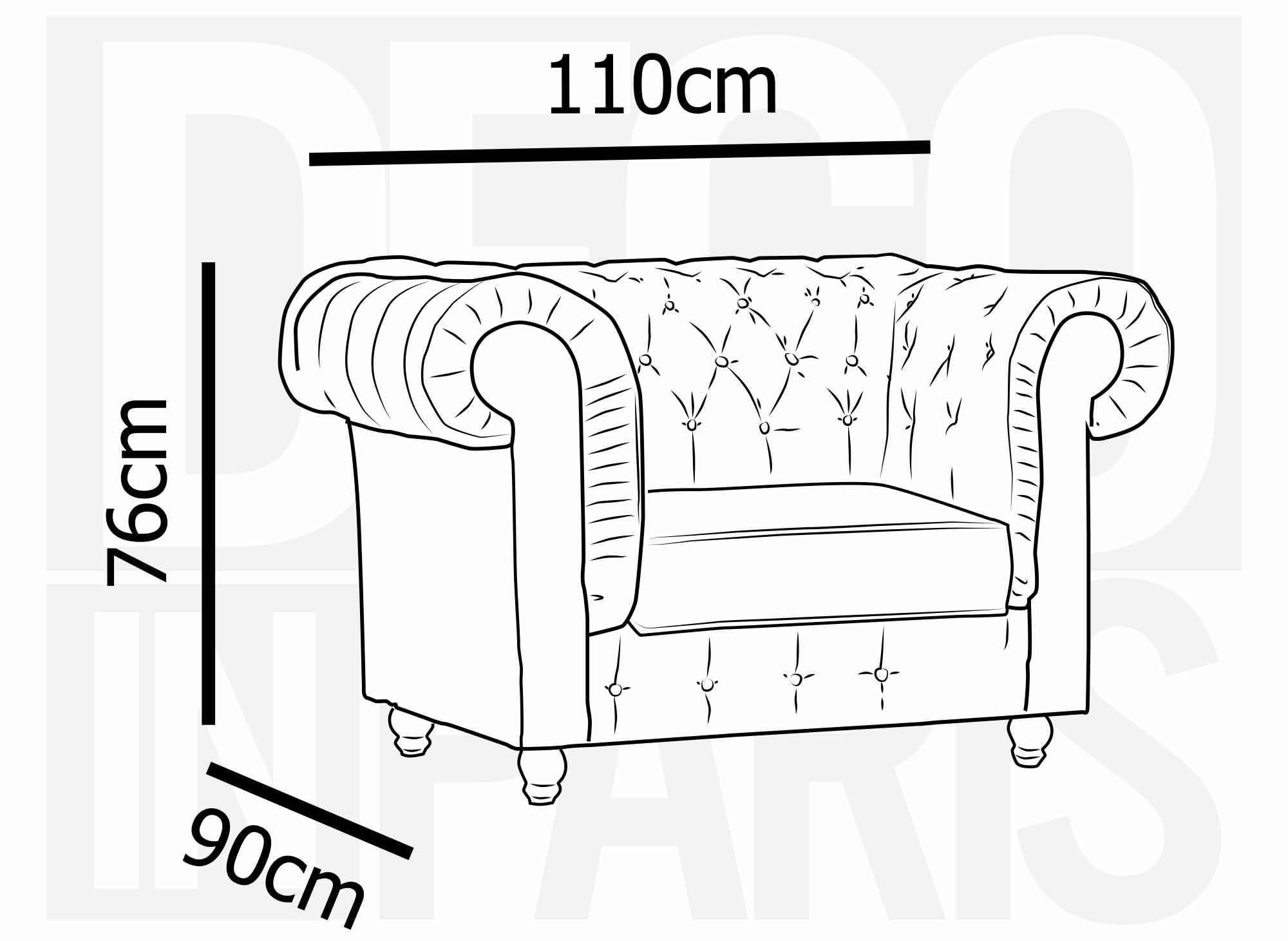 Fauteuil chesterfield en tissu microfibre vintage marron  - WILSTON