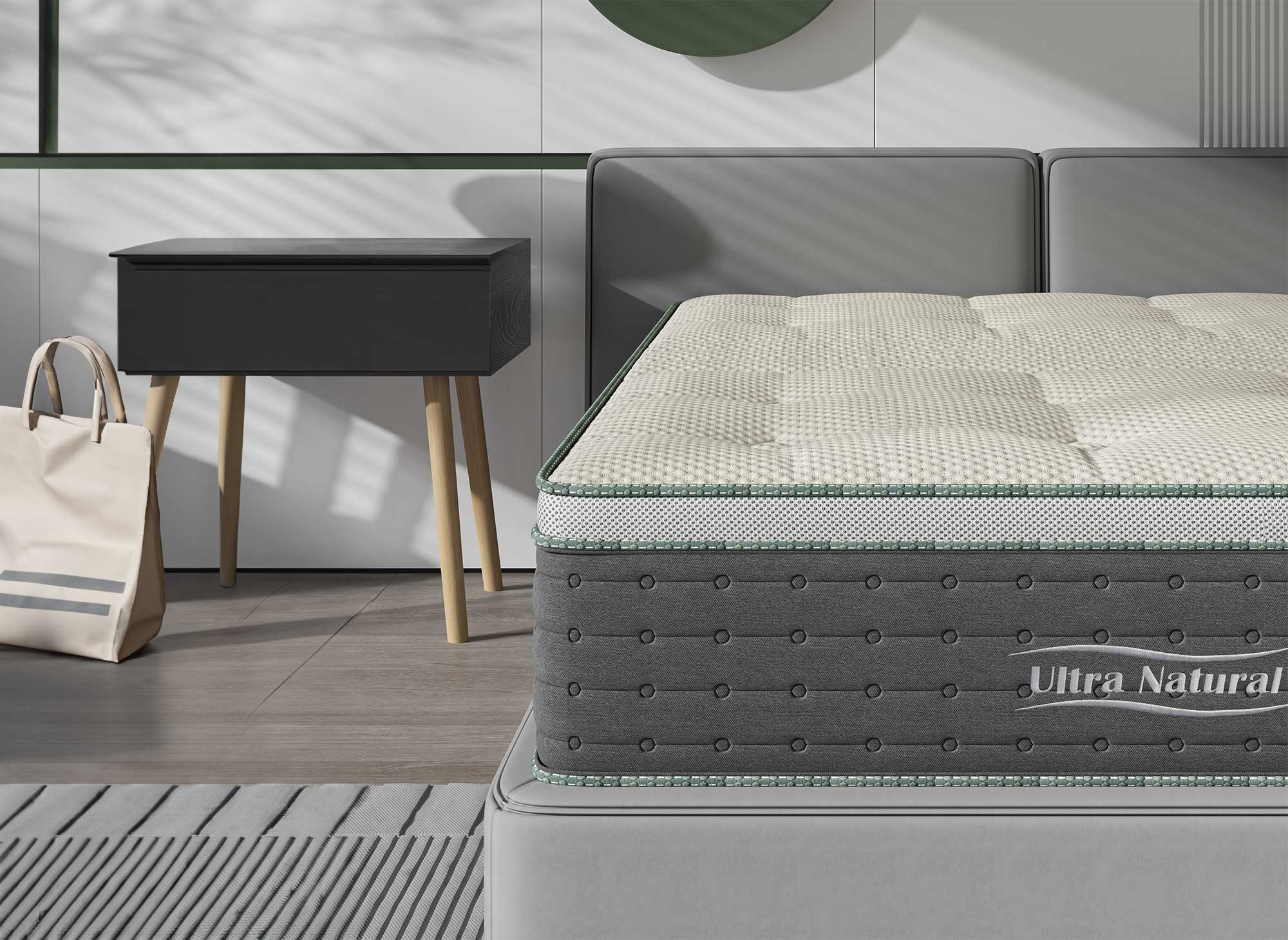Matelas hybride NATURAL 160 x 200 cm ressorts ensachés et soie épaisseur 29 cm