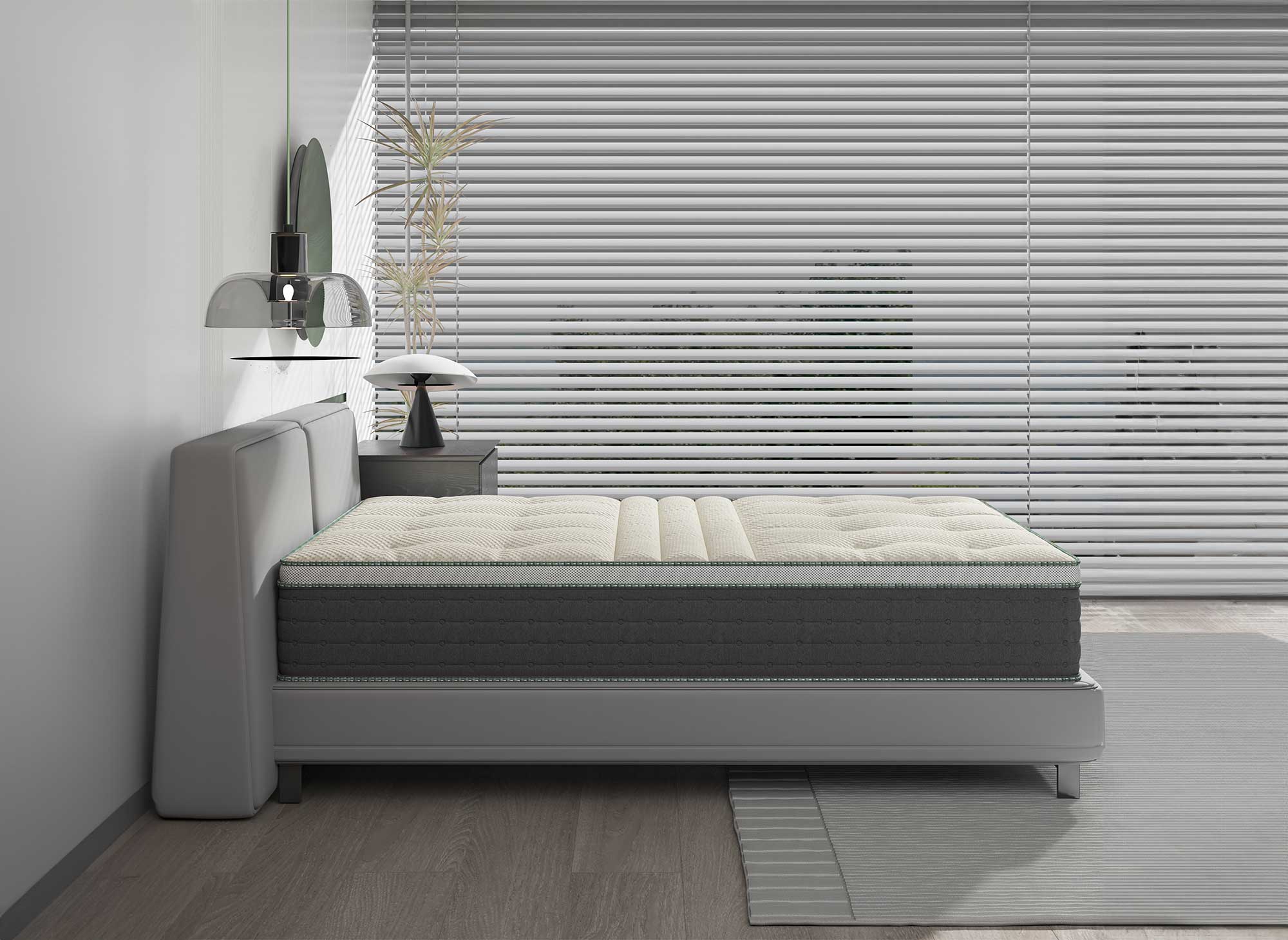 Matelas hybride NATURAL 160 x 200 cm ressorts ensachés et soie épaisseur 29 cm