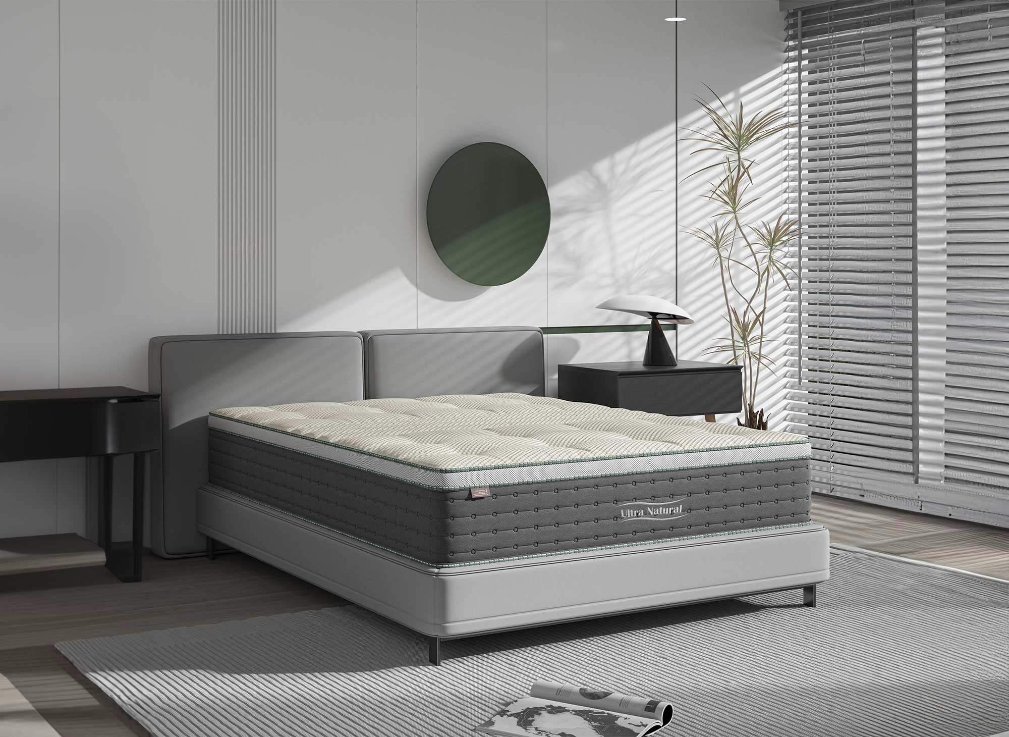 Matelas hybride NATURAL 160 x 200 cm ressorts ensachés et soie épaisseur 29 cm