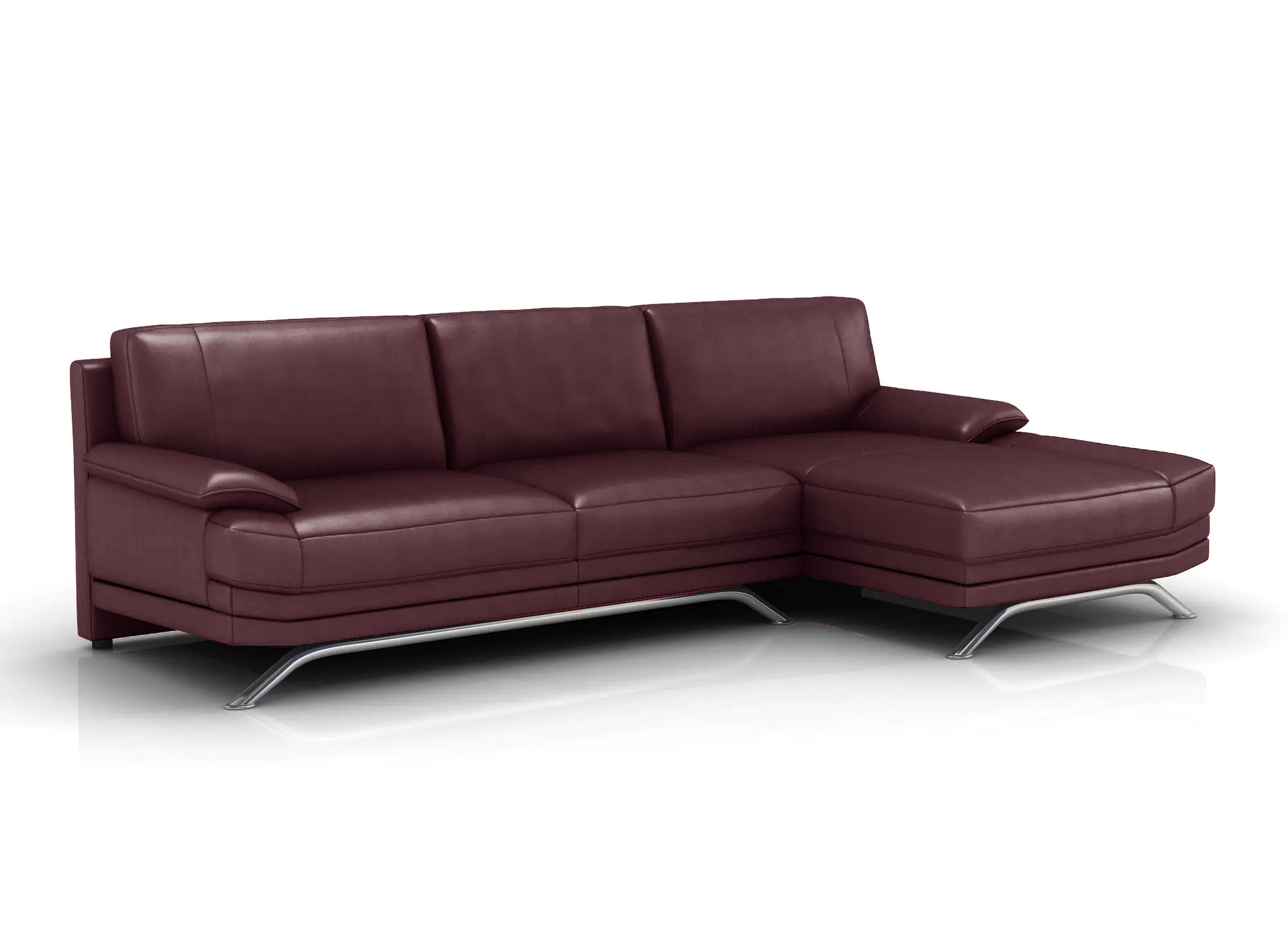 Canapé d'angle en cuir marron ROMEO - Angle Droit
