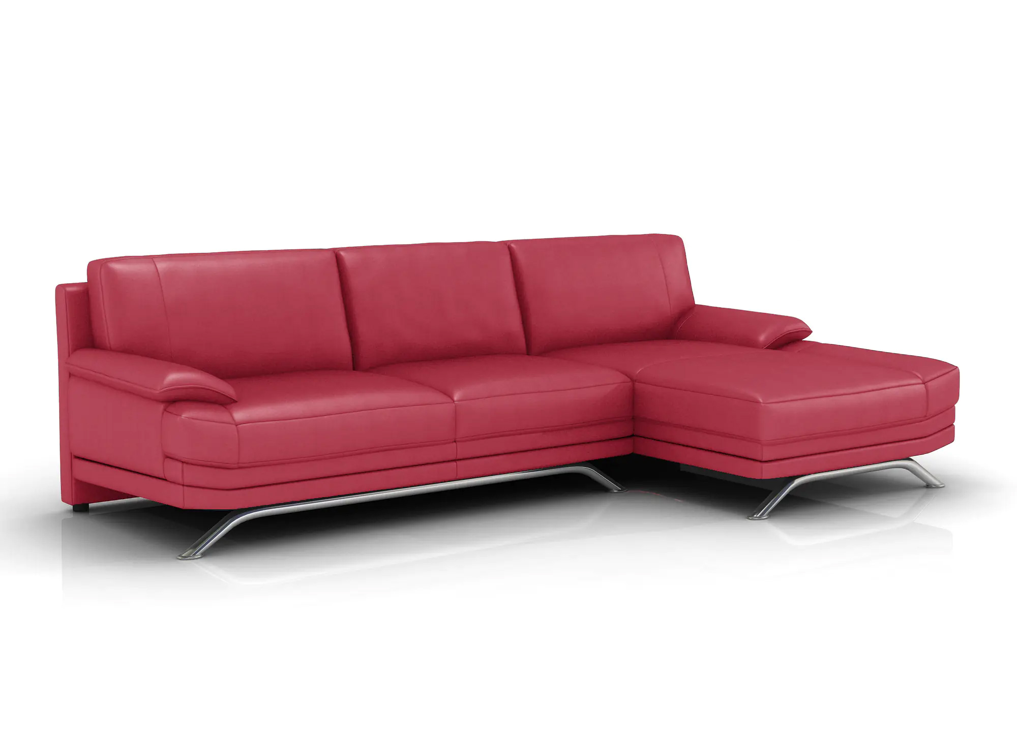 Canapé d'angle en cuir rouge ROMEO - Angle Droit