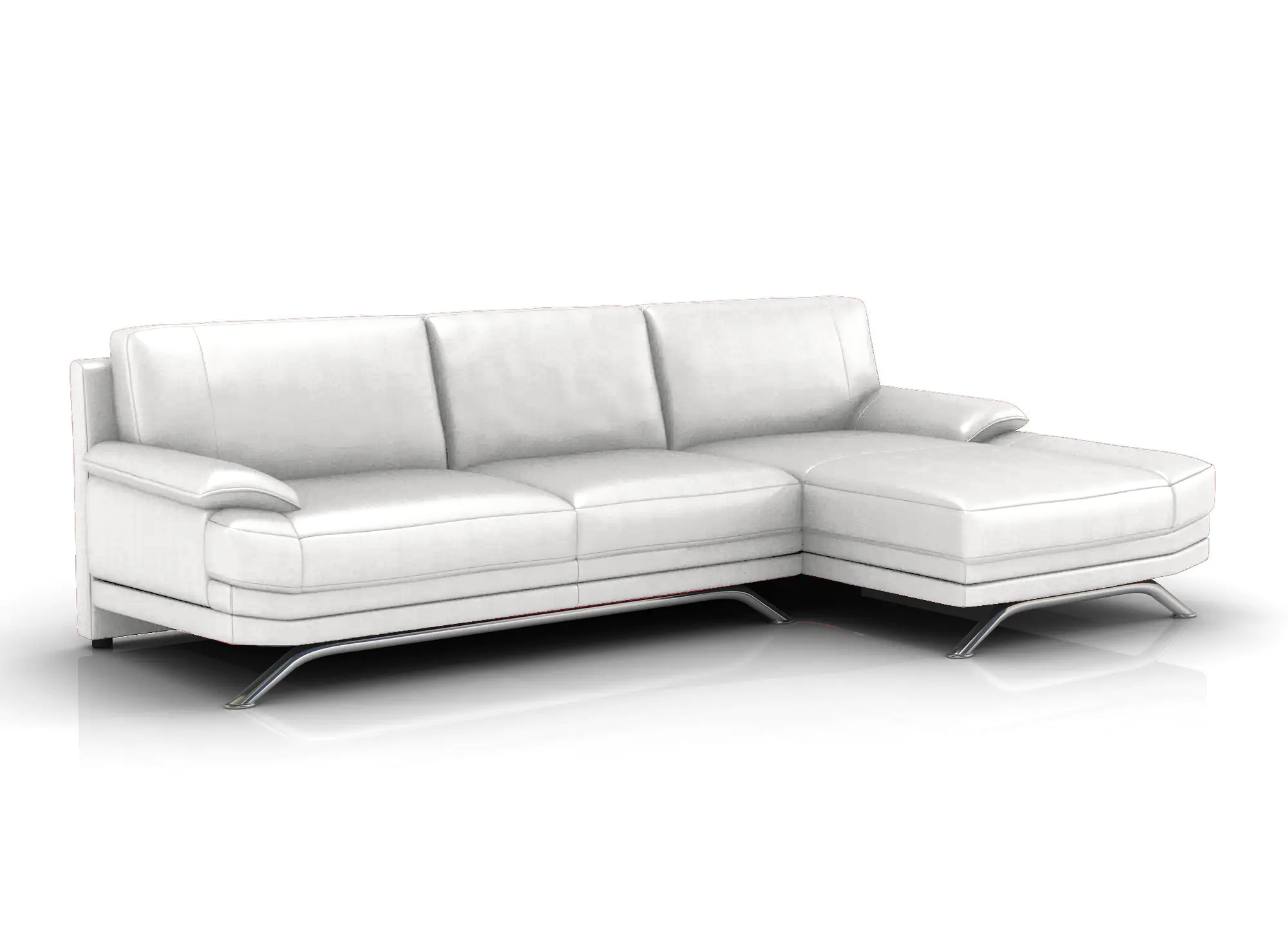 Canapé d'angle en cuir blanc ROMEO - Angle Droit