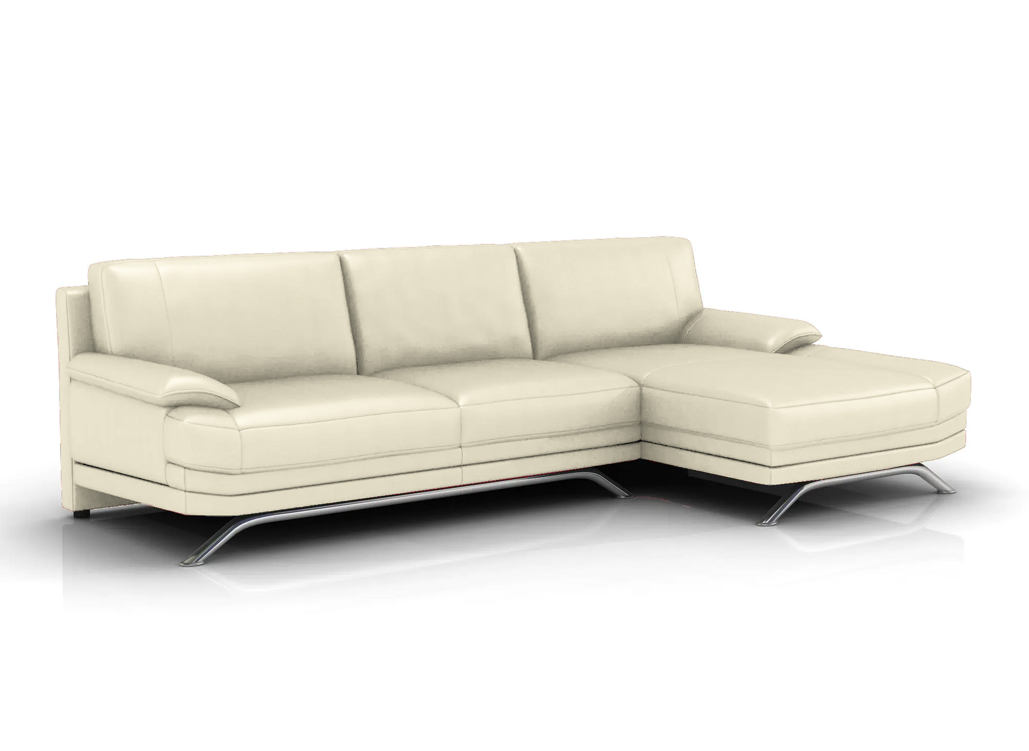 Canapé d'angle en cuir beige ROMEO - Angle Droit