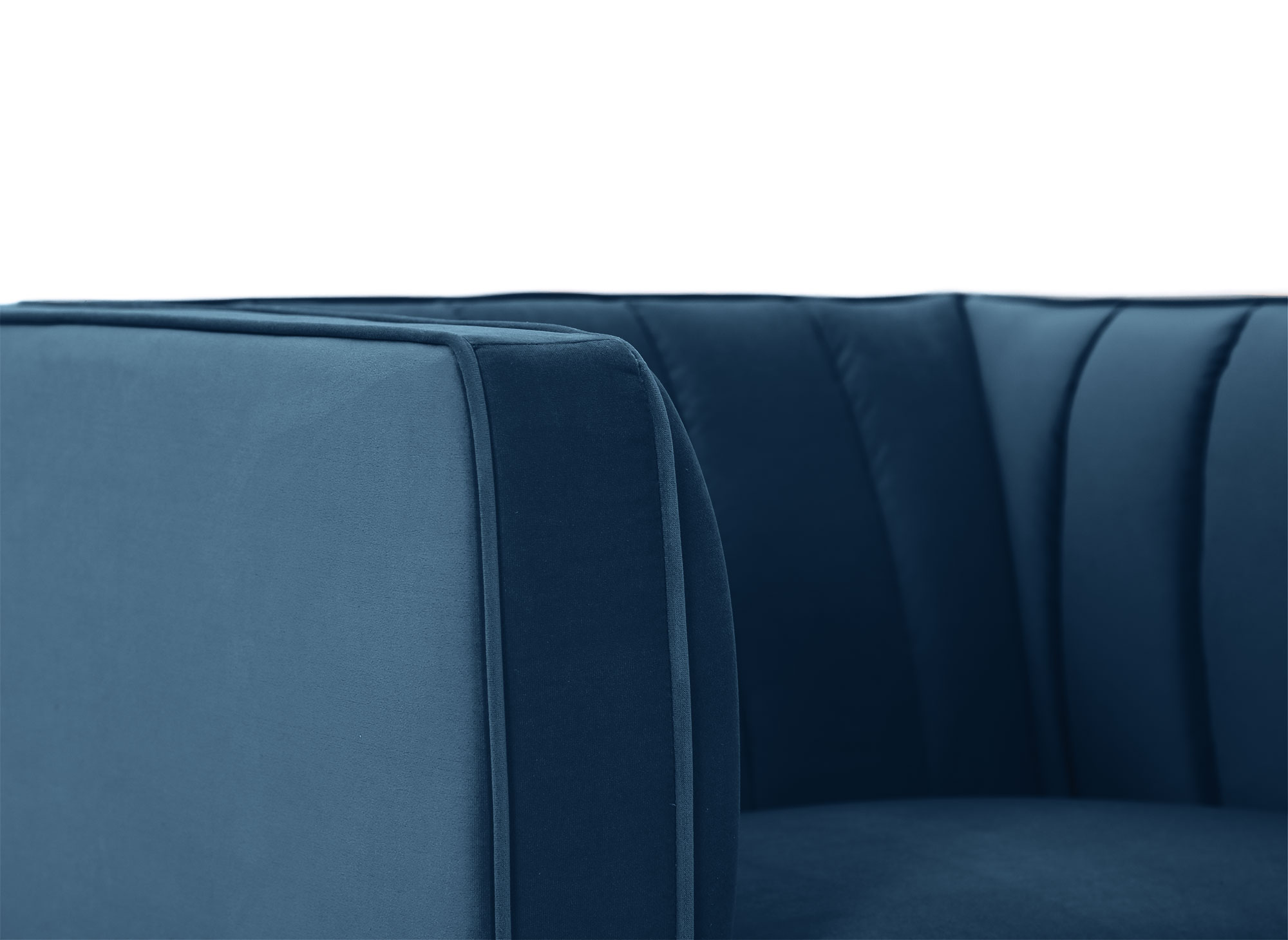 Fauteuil moderne en velours bleu pieds doré ROBY