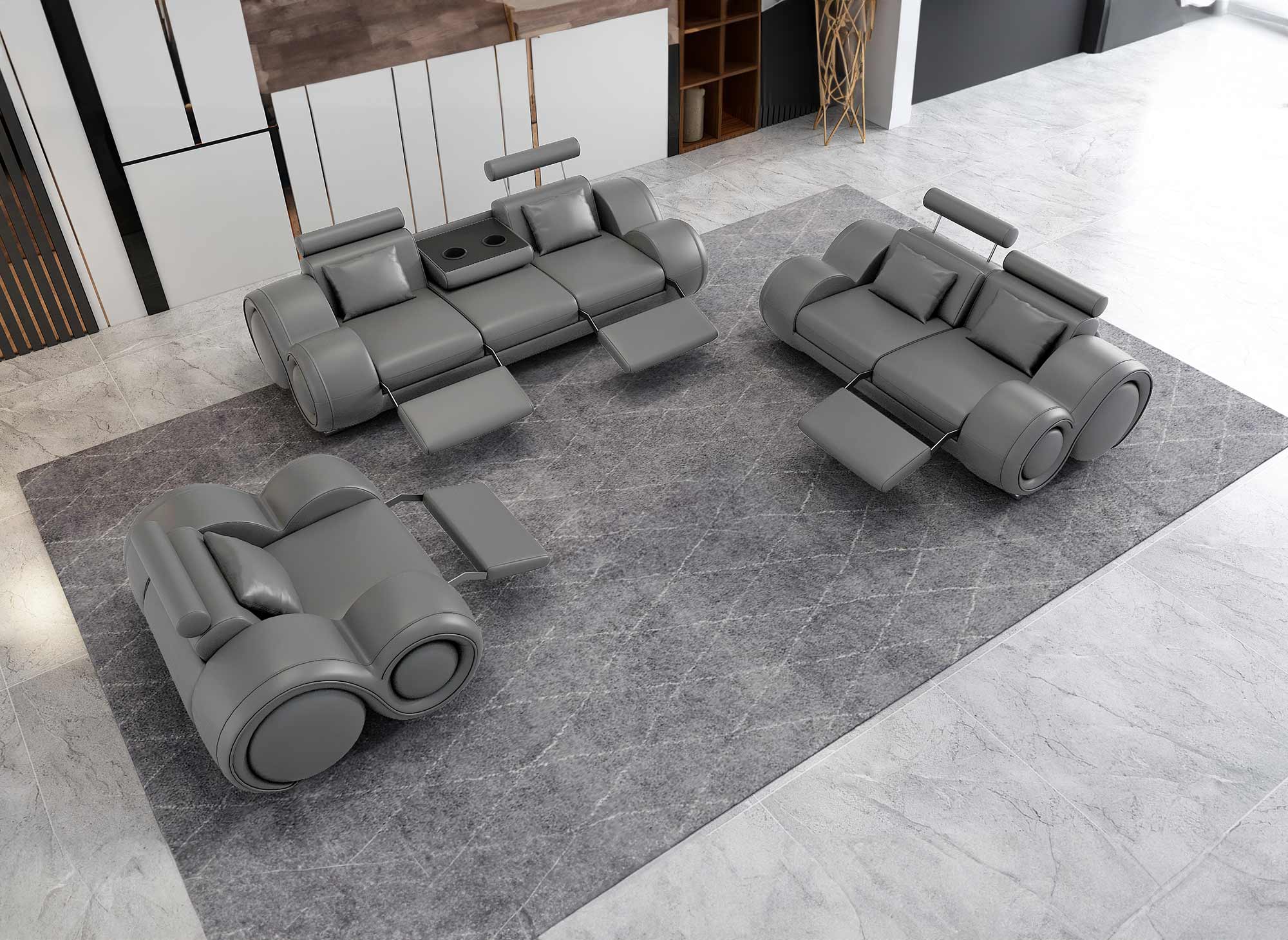 Canapé 2 places design relax OSLO en cuir gris - DIP