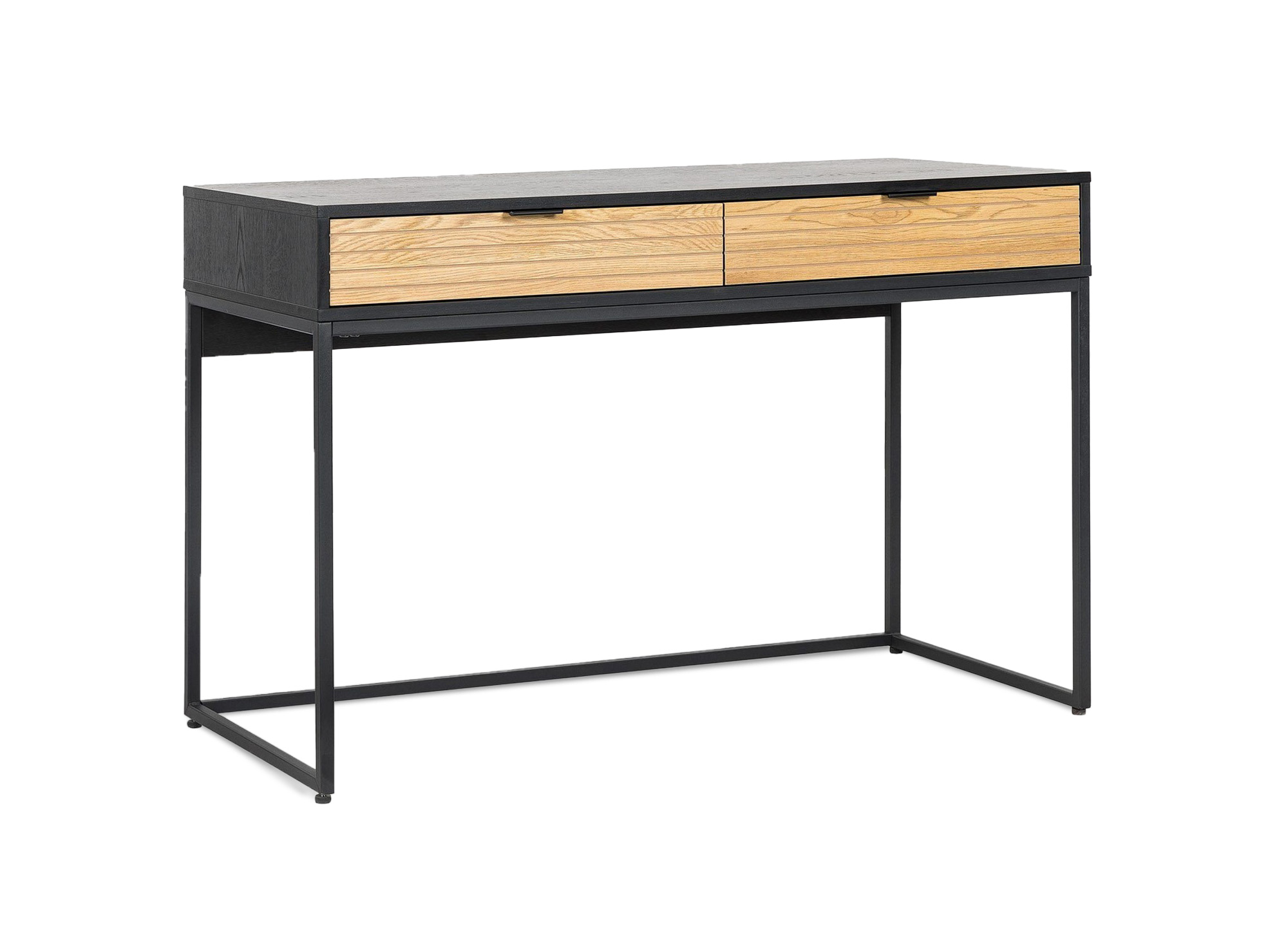 Bureau 2 tiroirs en bois clair et métal noir TISSIA