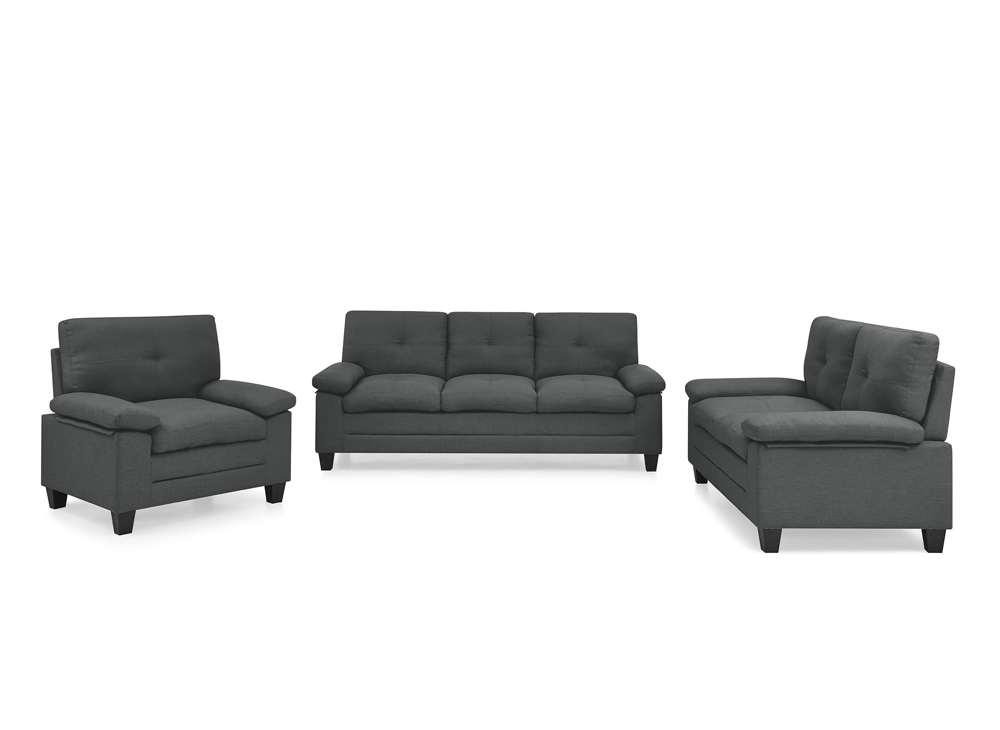 Canapé 2 places en tissu gris foncé VASCO