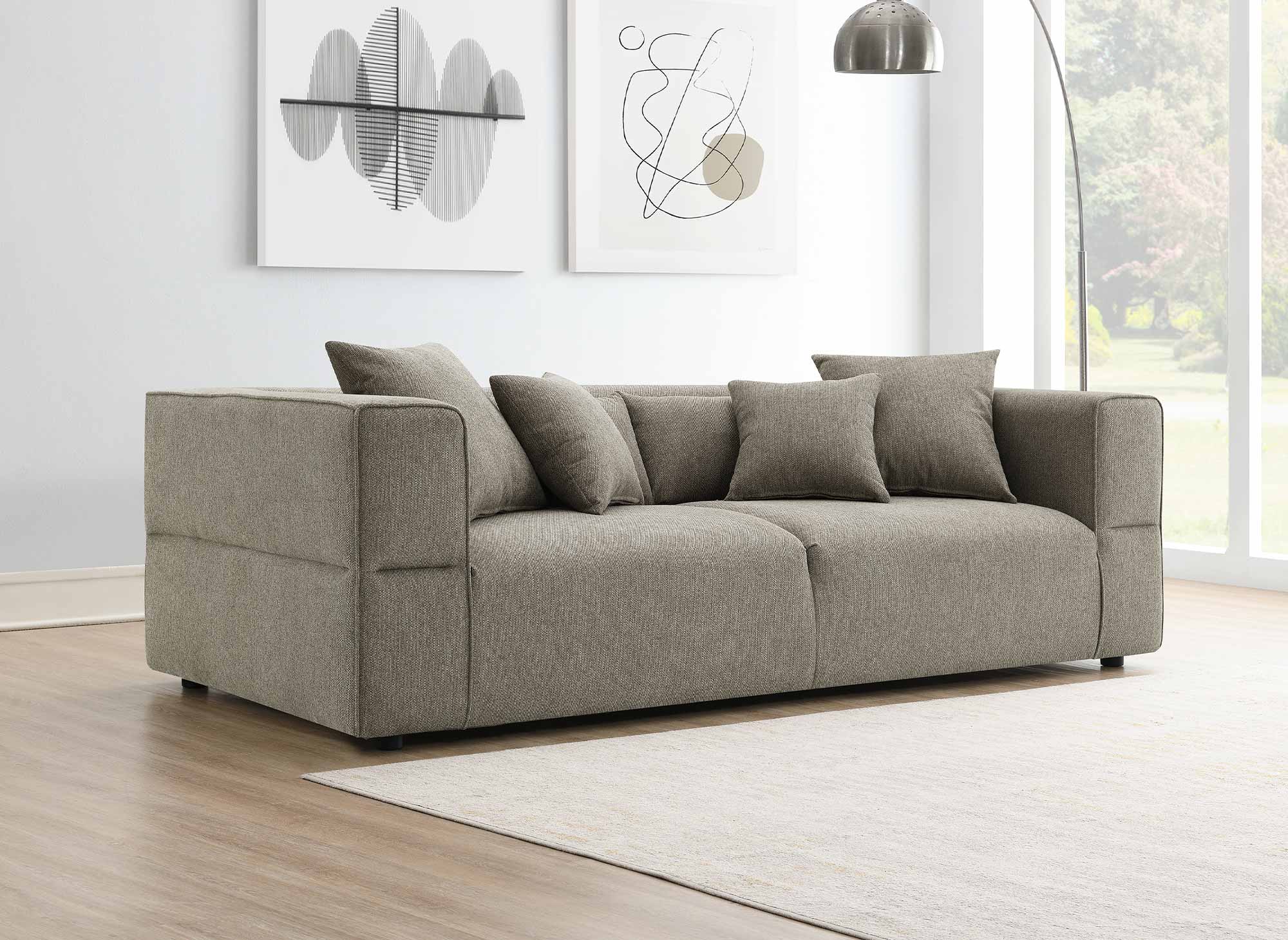 Canapé 3 places en tissu taupe EVELYNE