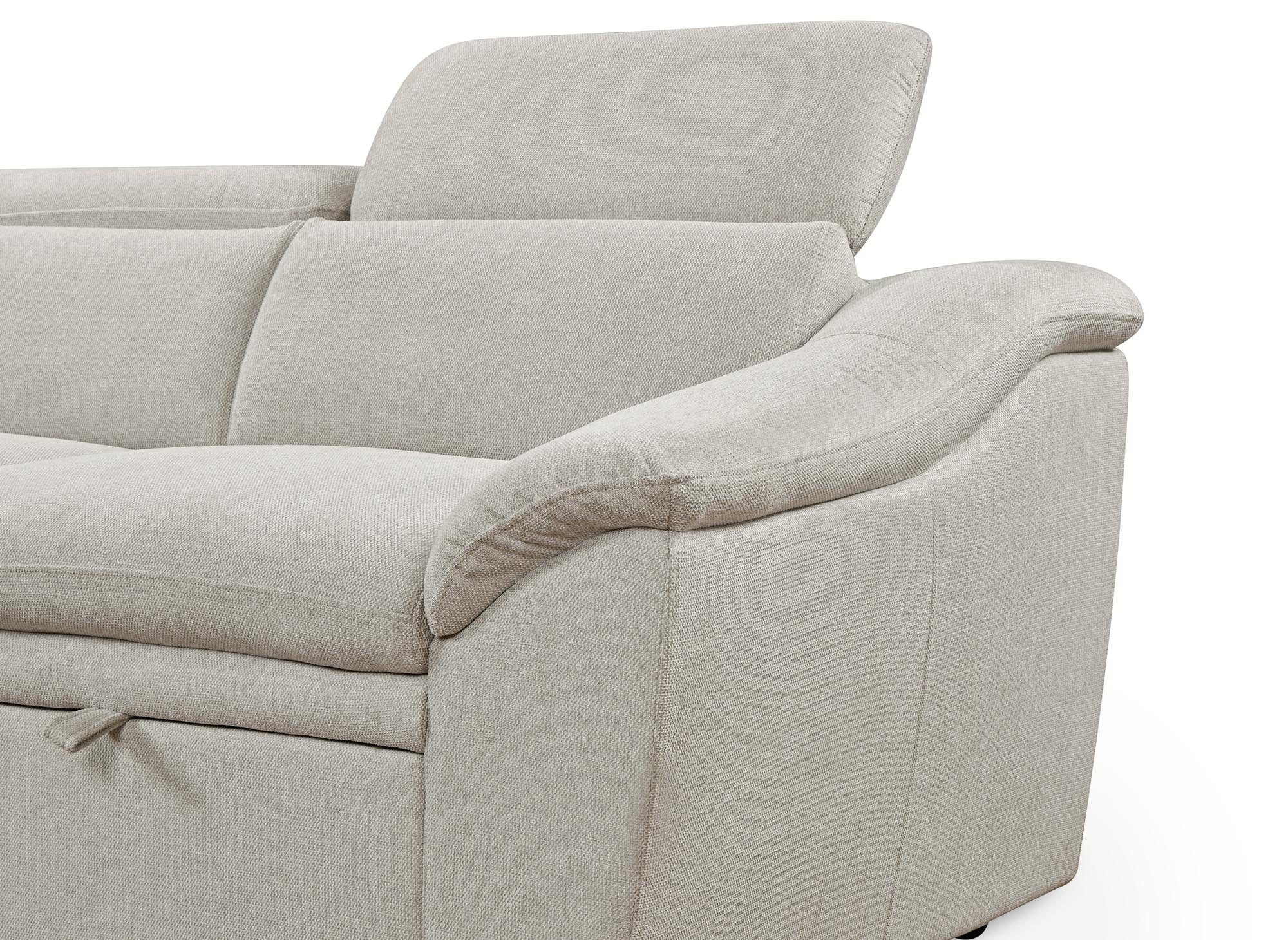 Canapé d’angle convertible avec coffre de rangement en tissu beige DITA – Angle gauche