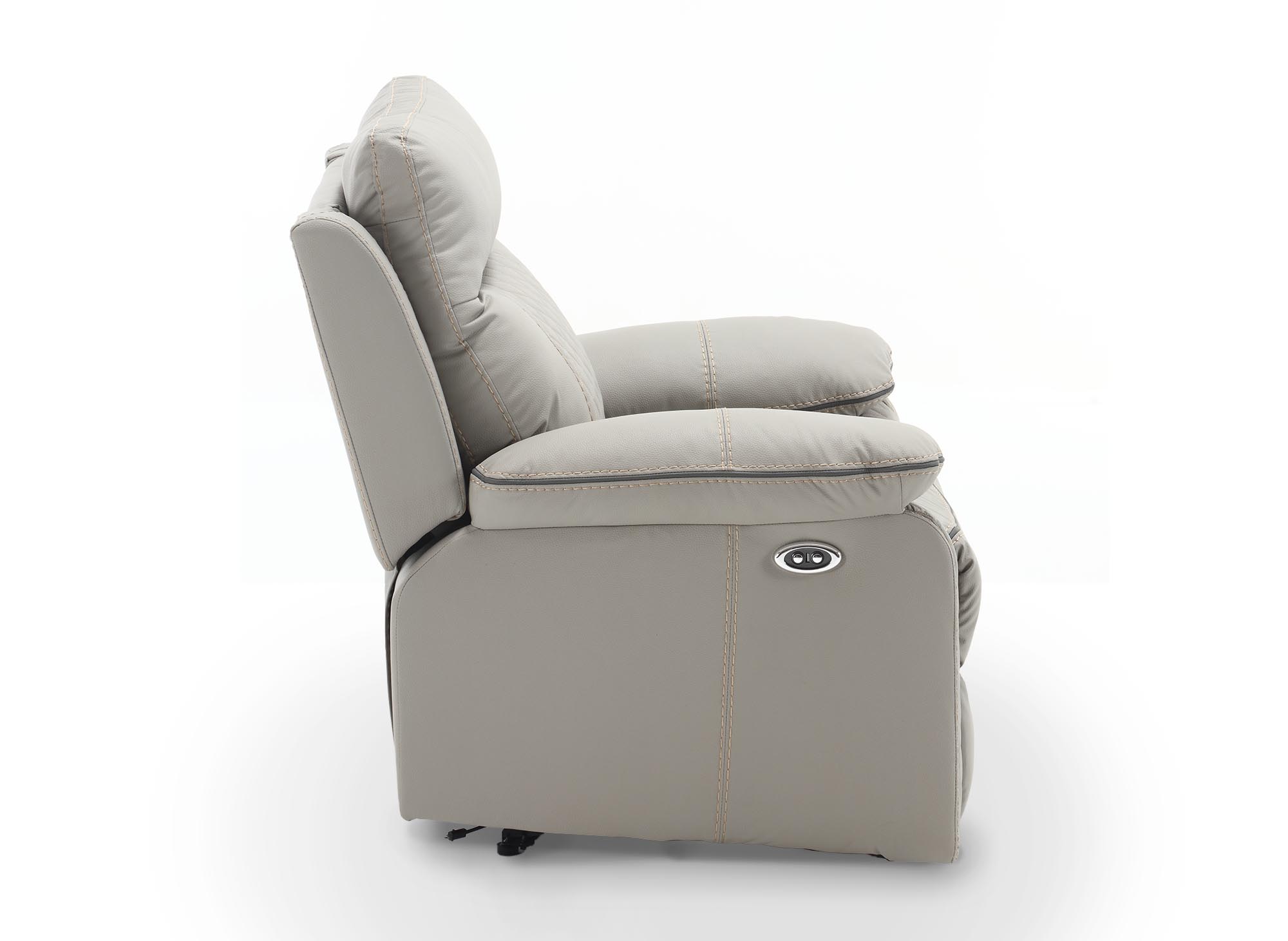 Fauteuil relax électrique en simili cuir gris clair ELISE