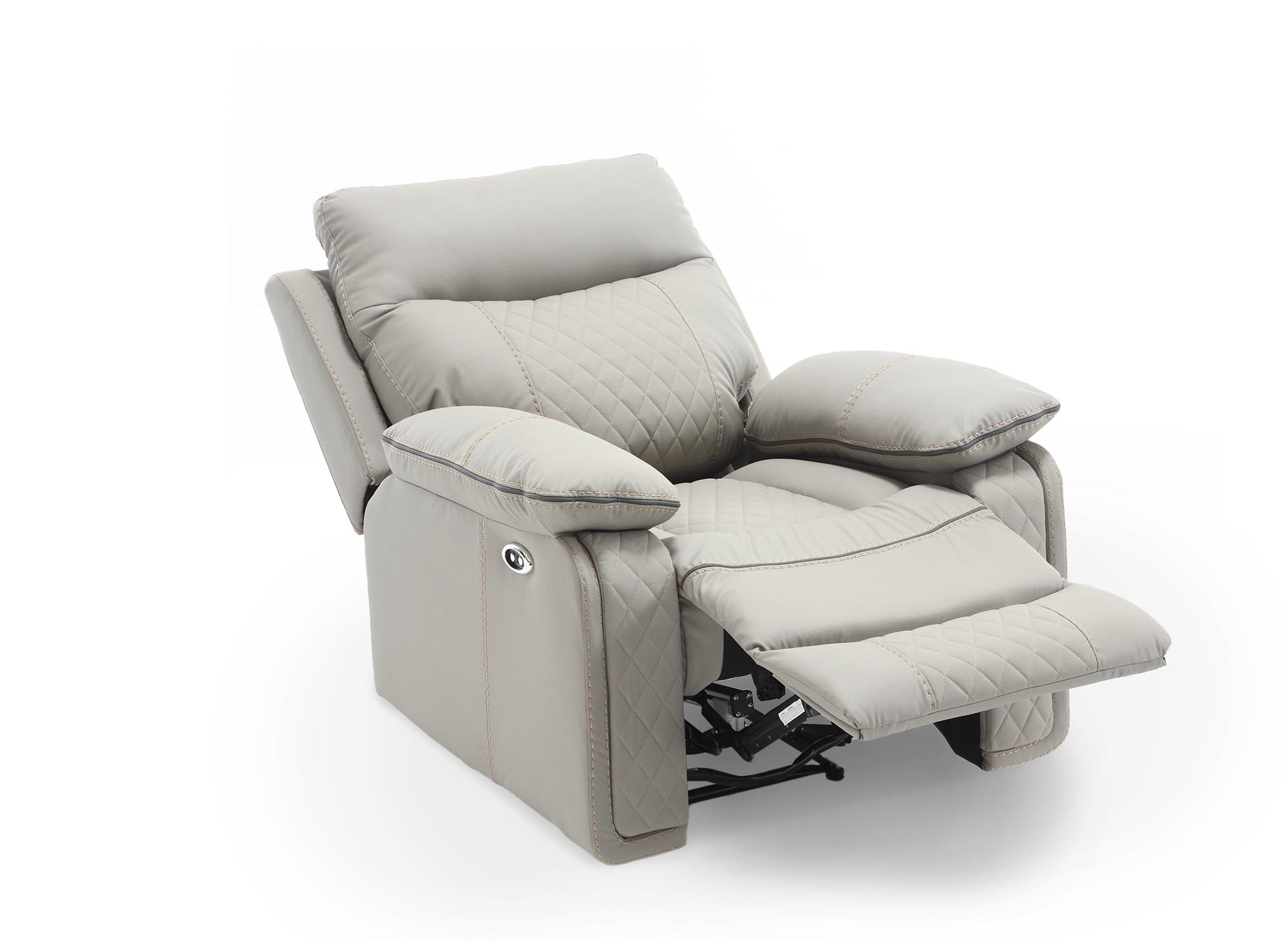 Fauteuil relax électrique en simili cuir gris clair ELISE