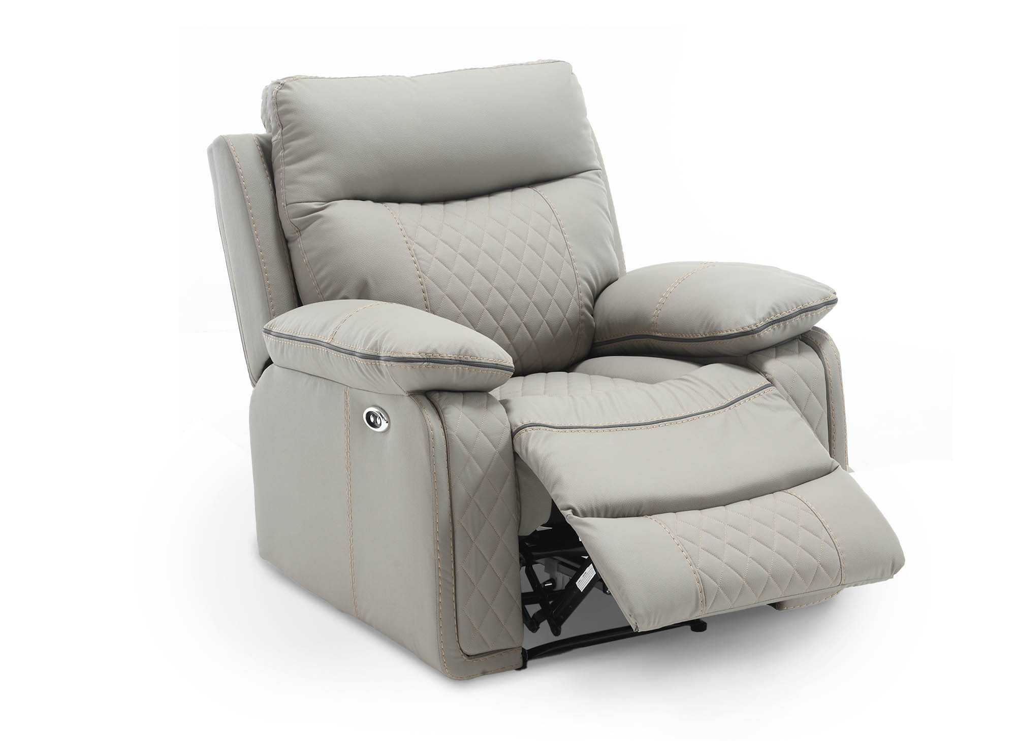 Fauteuil relax électrique en simili cuir gris clair ELISE