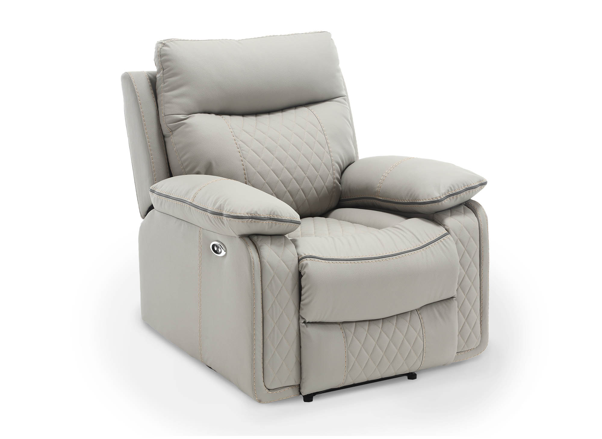 Fauteuil relax électrique en simili cuir gris clair ELISE