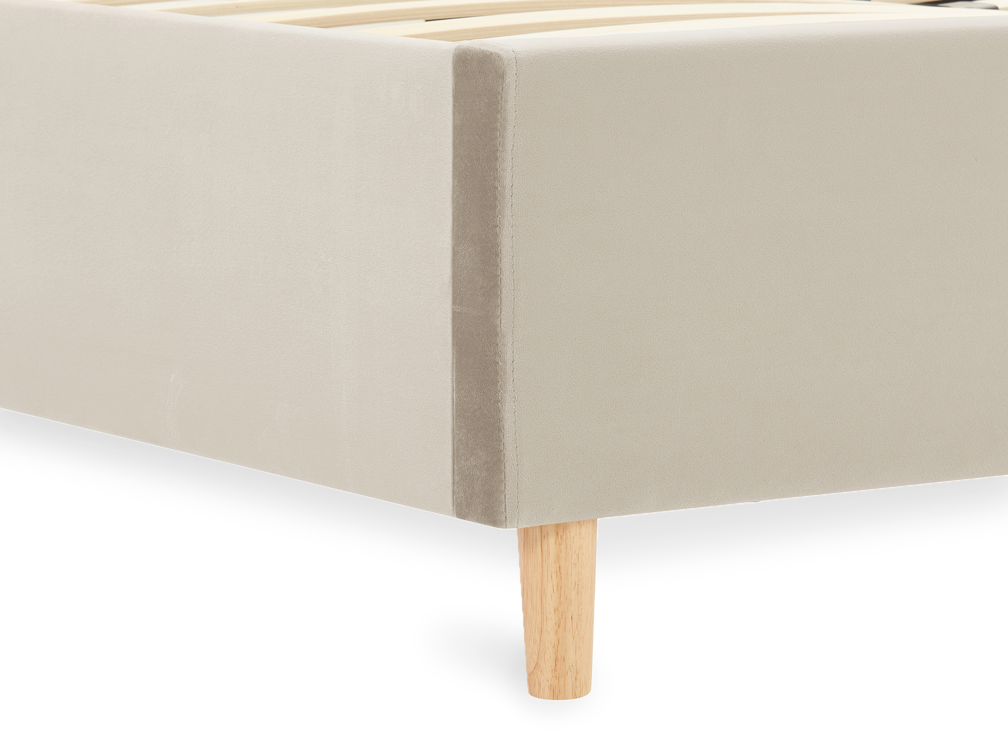 Lit double en velours capitonné beige MAREVA 140x190 cm