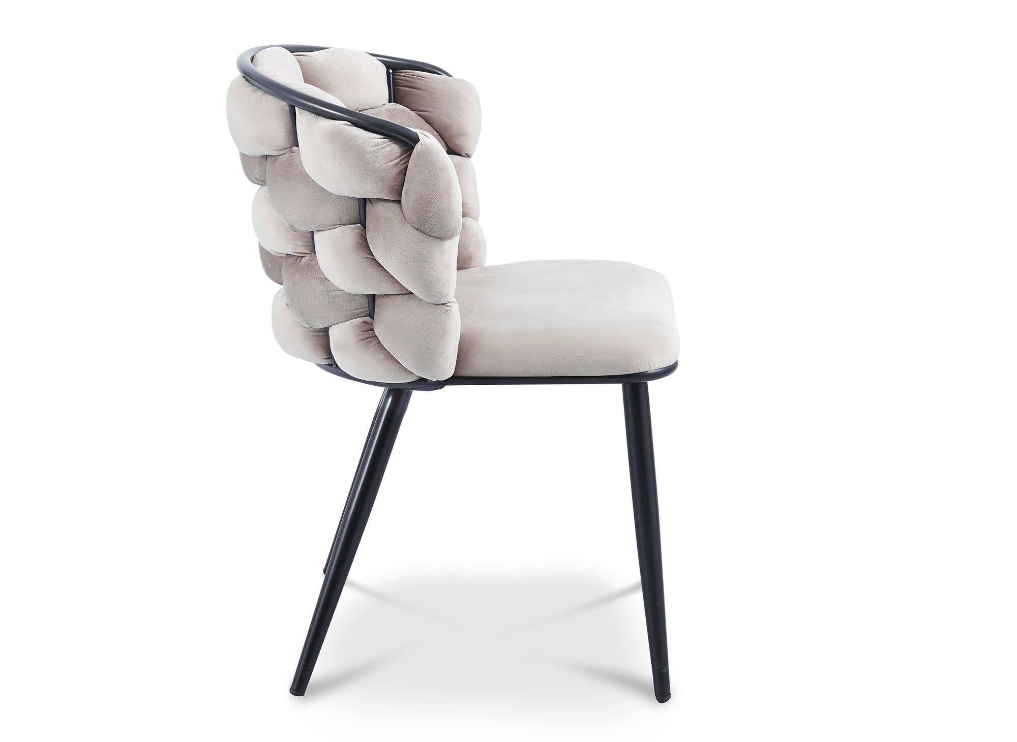 Lot de 2 chaises en velours taupe pieds en métal noir CECILE