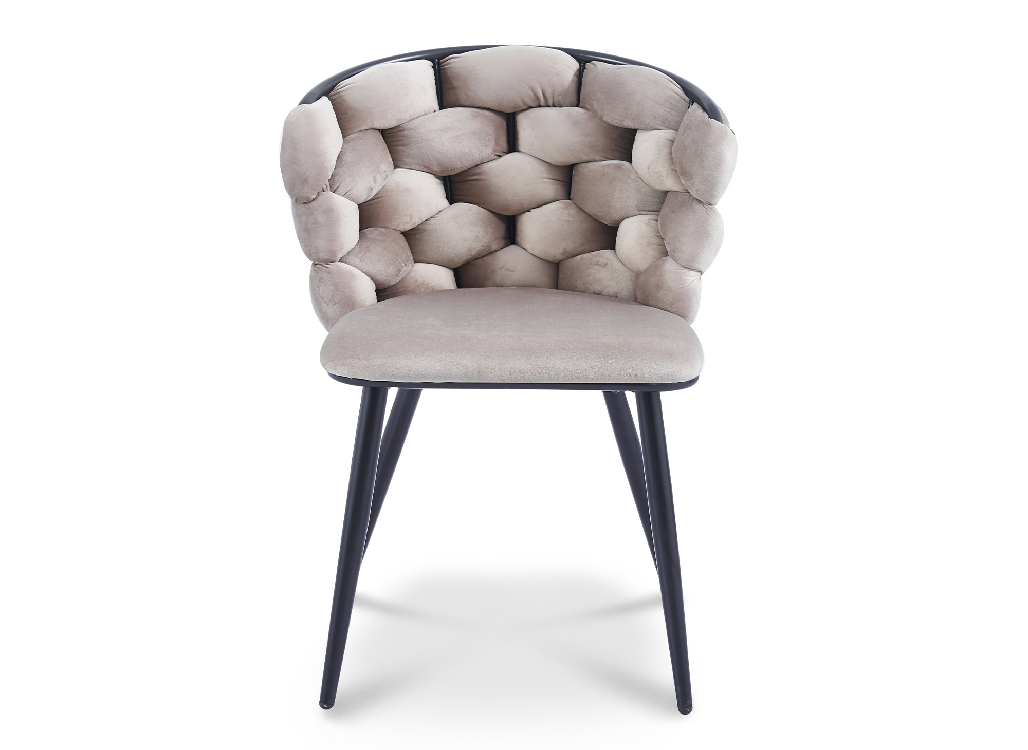Lot de 2 chaises en velours taupe pieds en métal noir CECILE