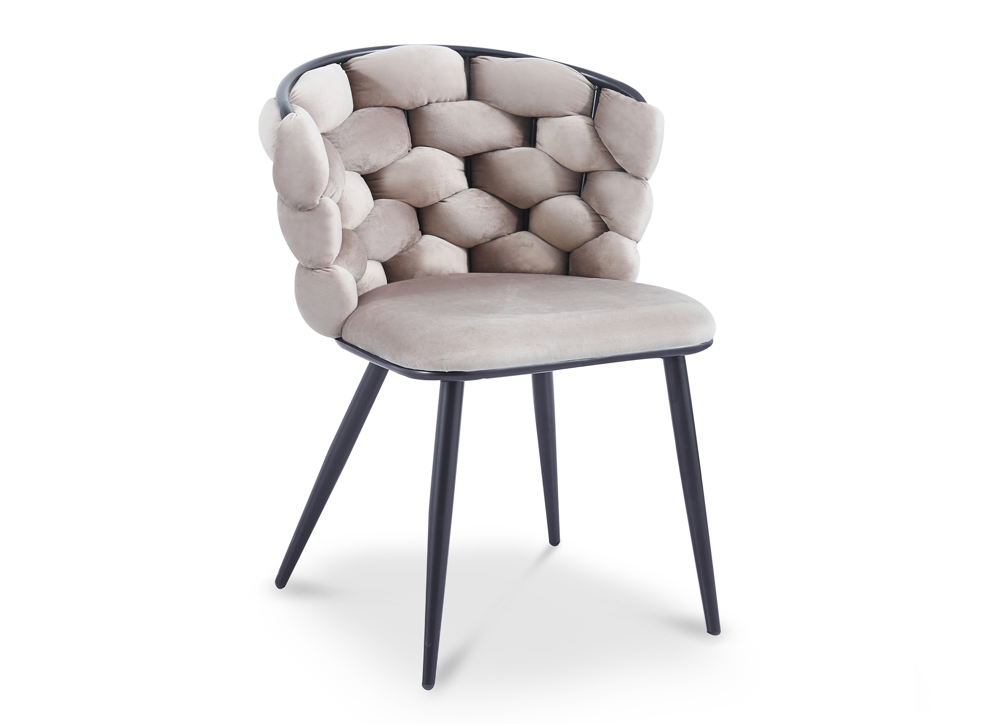 Lot de 2 chaises en velours taupe pieds en métal noir CECILE