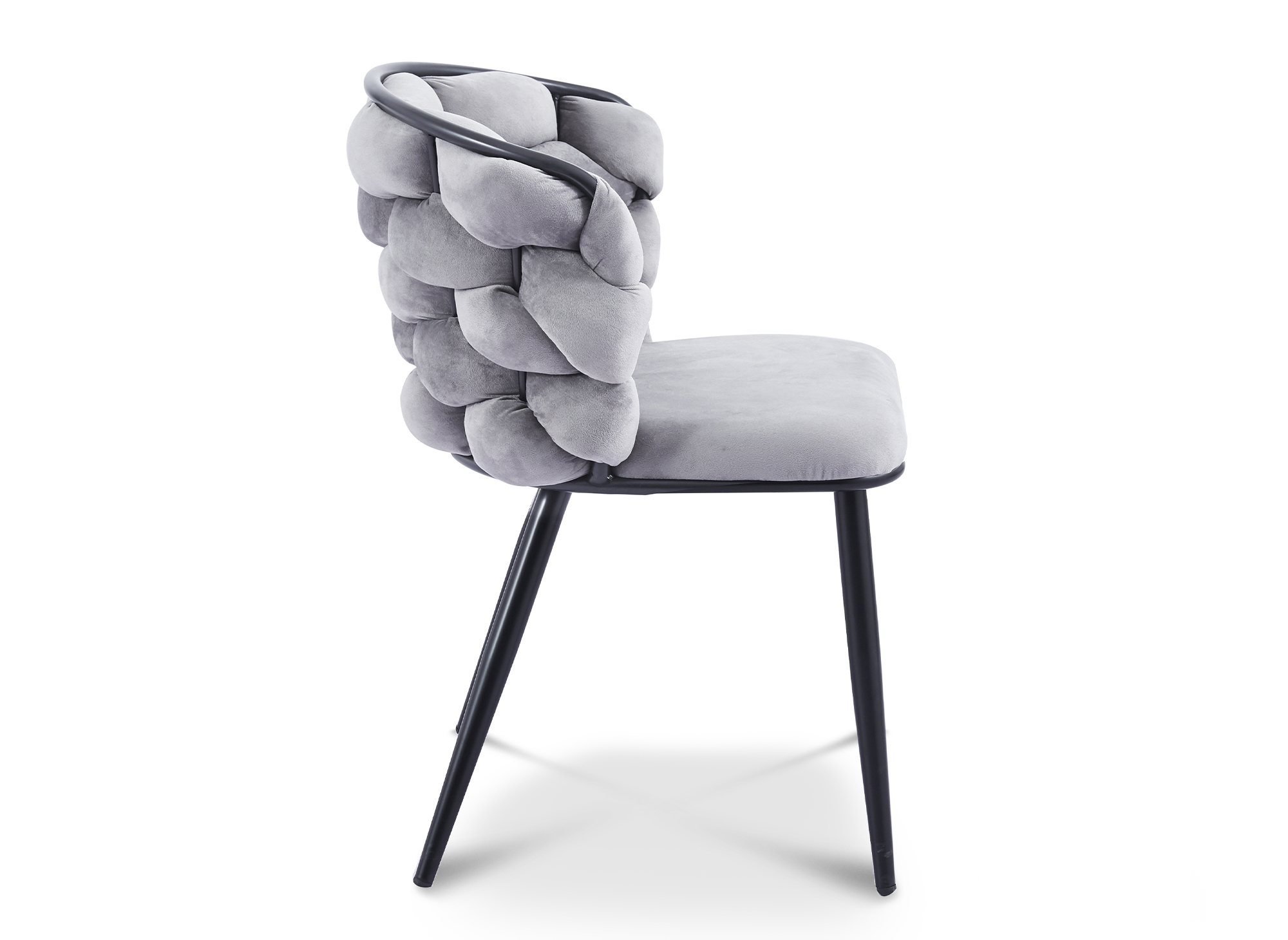 Lot de 2 chaises en velours gris pieds en métal noir CECILE