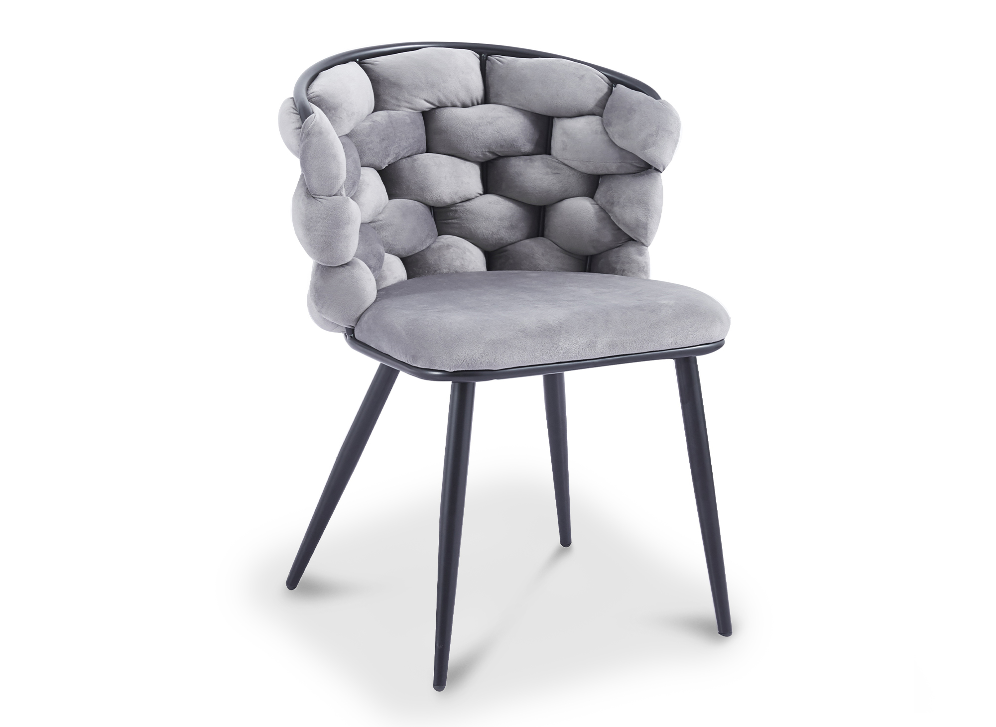Lot de 2 chaises en velours gris pieds en métal noir CECILE