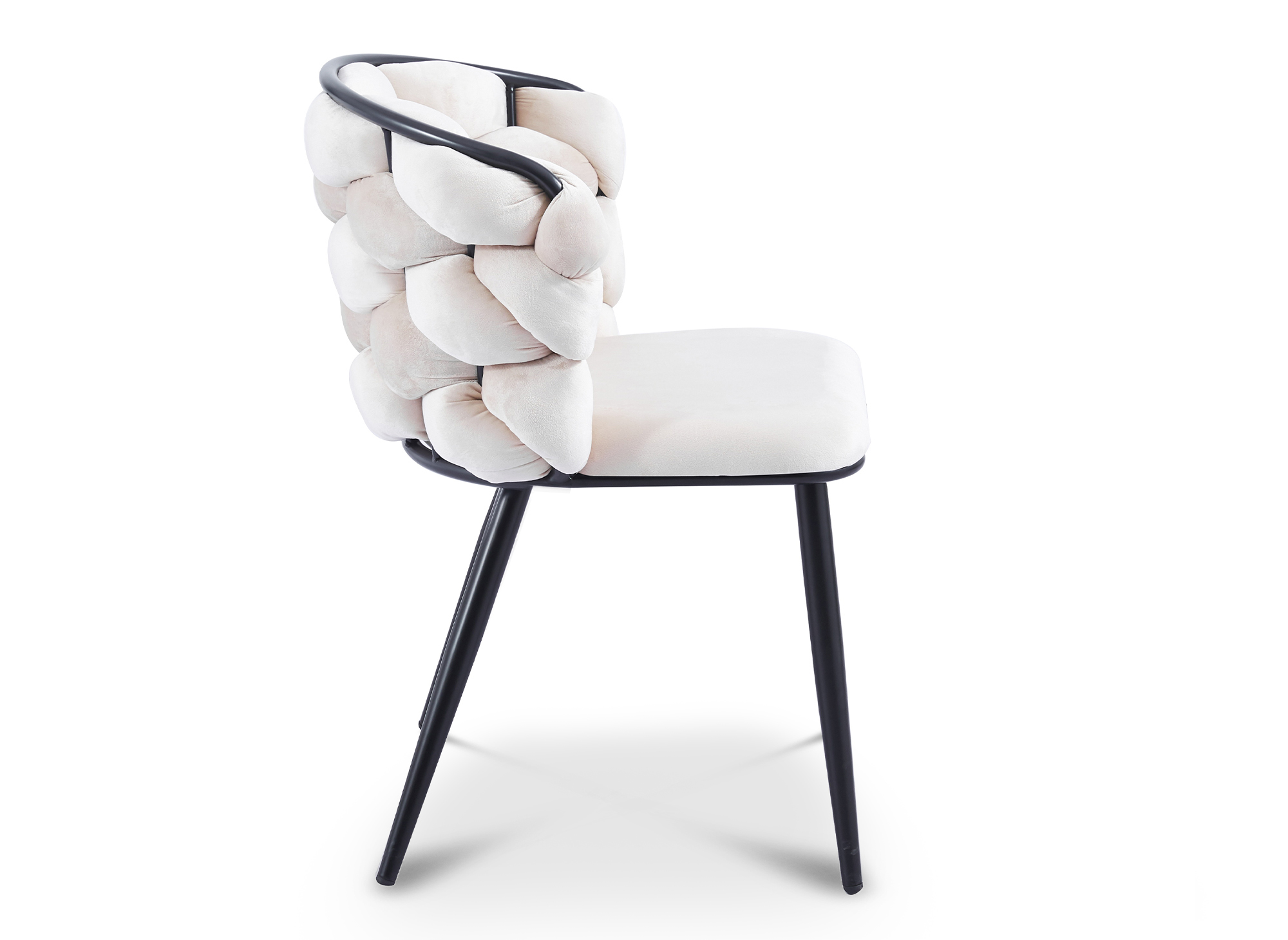 Lot de 2 chaises en velours beige pieds en métal noir CECILE