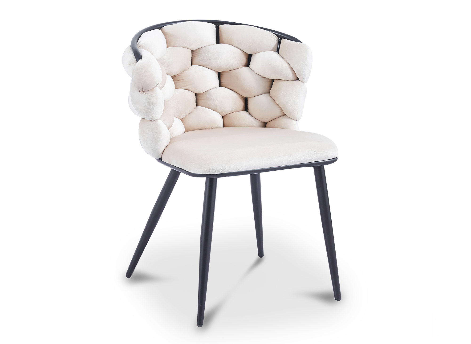 Lot de 2 chaises en velours beige pieds en métal noir CECILE