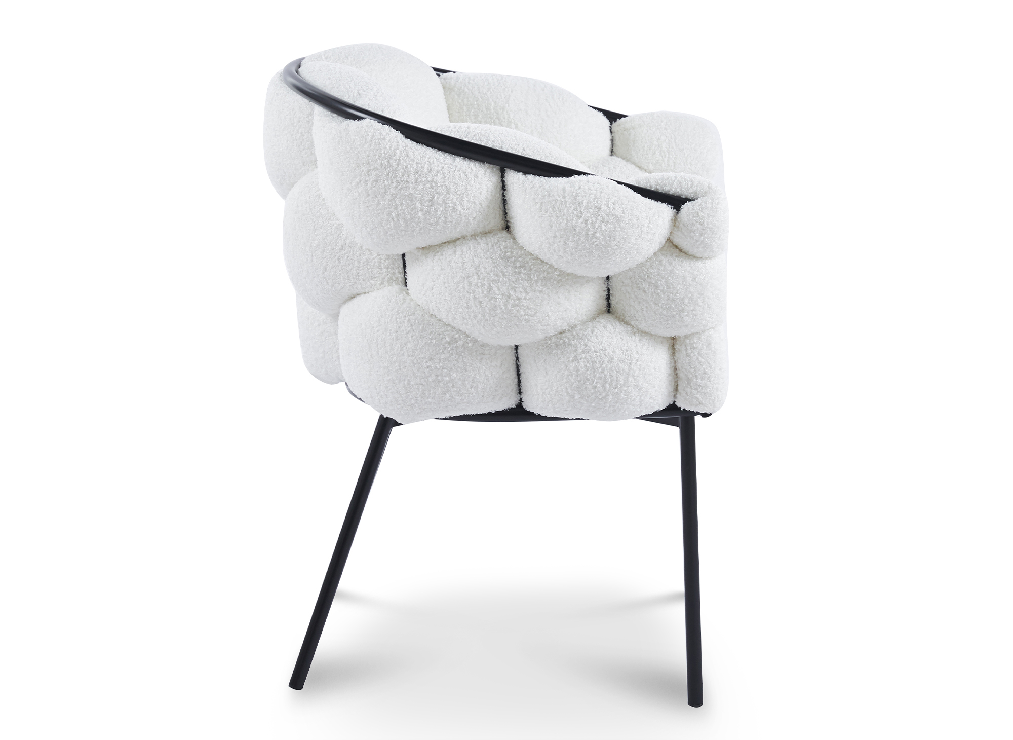 Lot de 2 chaises effet peau de mouton blanc pieds en métal noir CHARLOTTE