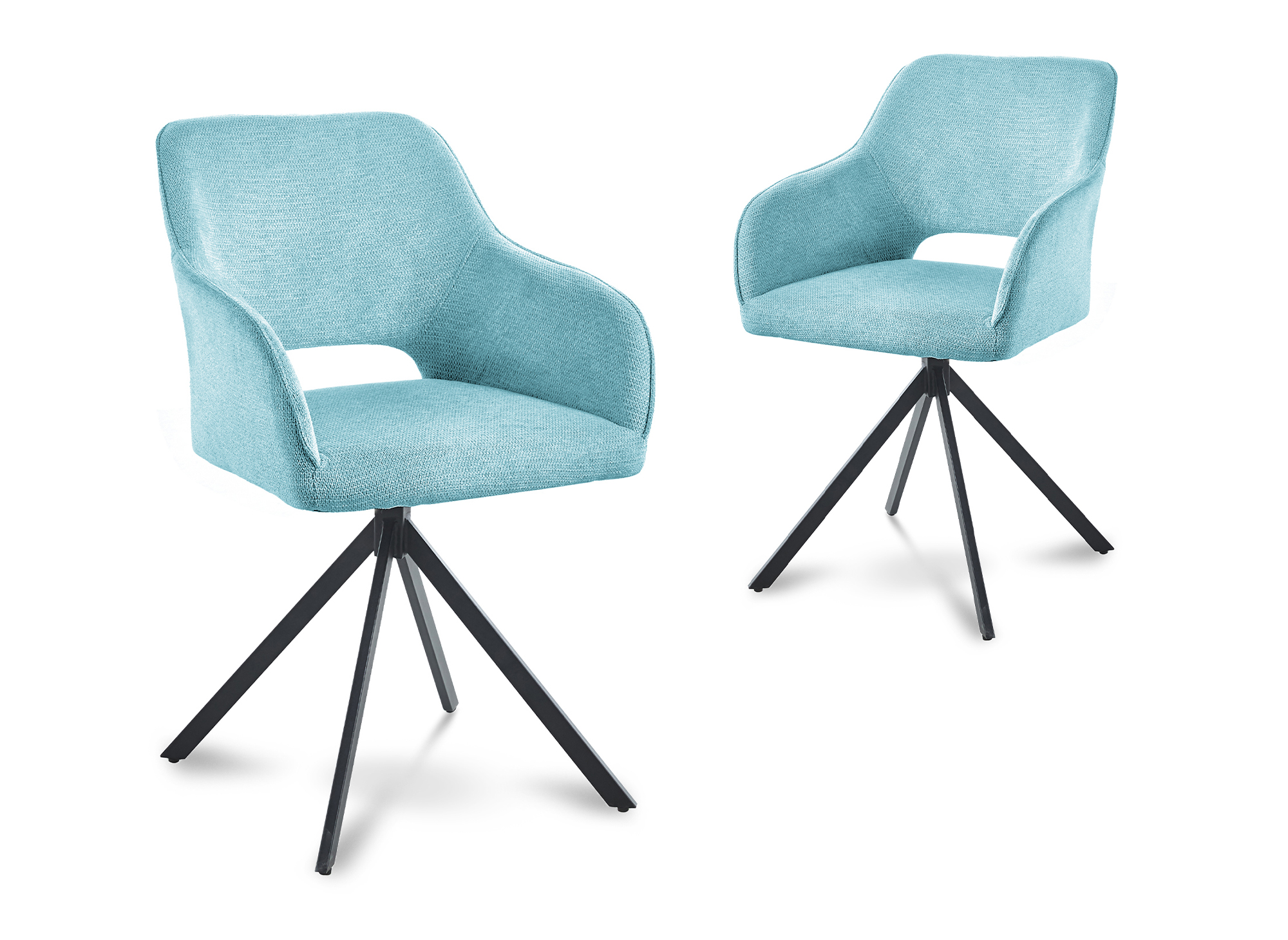 Lot de 2 chaises pivotantes design en velours vert d'eau CIEL