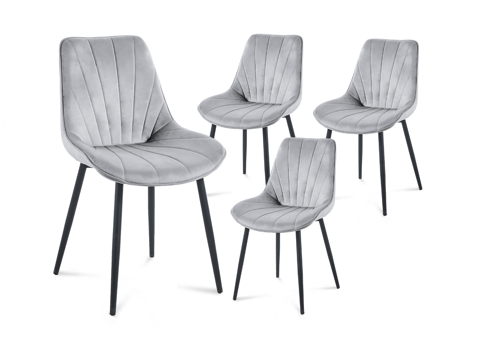Lot de 4 chaises design en velours gris ELOVA