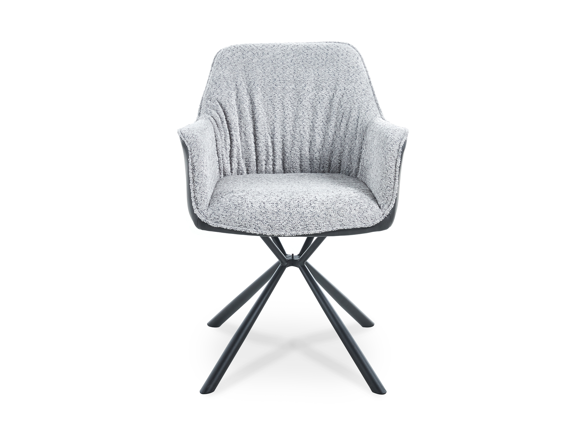 Lot de 2 chaises avec accoudoir tissu bouclette et simili cuir gris PIRO