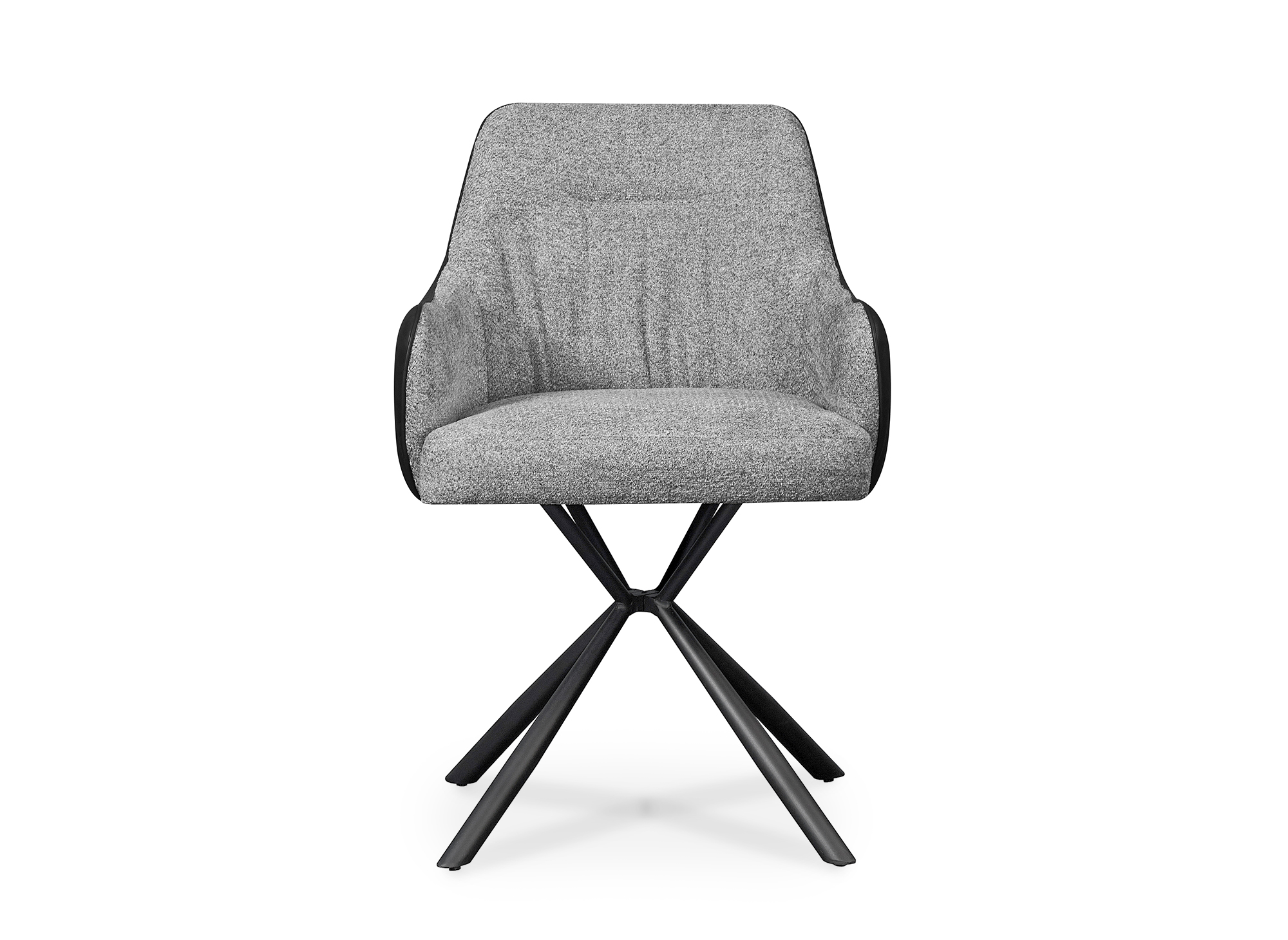 Lot de 2 chaises avec accoudoirs en tissu et simili cuir gris DOMY