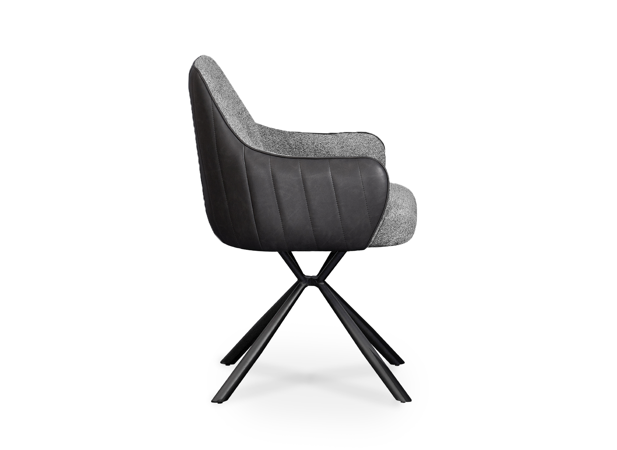 Lot de 2 chaises avec accoudoirs en tissu et simili cuir gris DOMY
