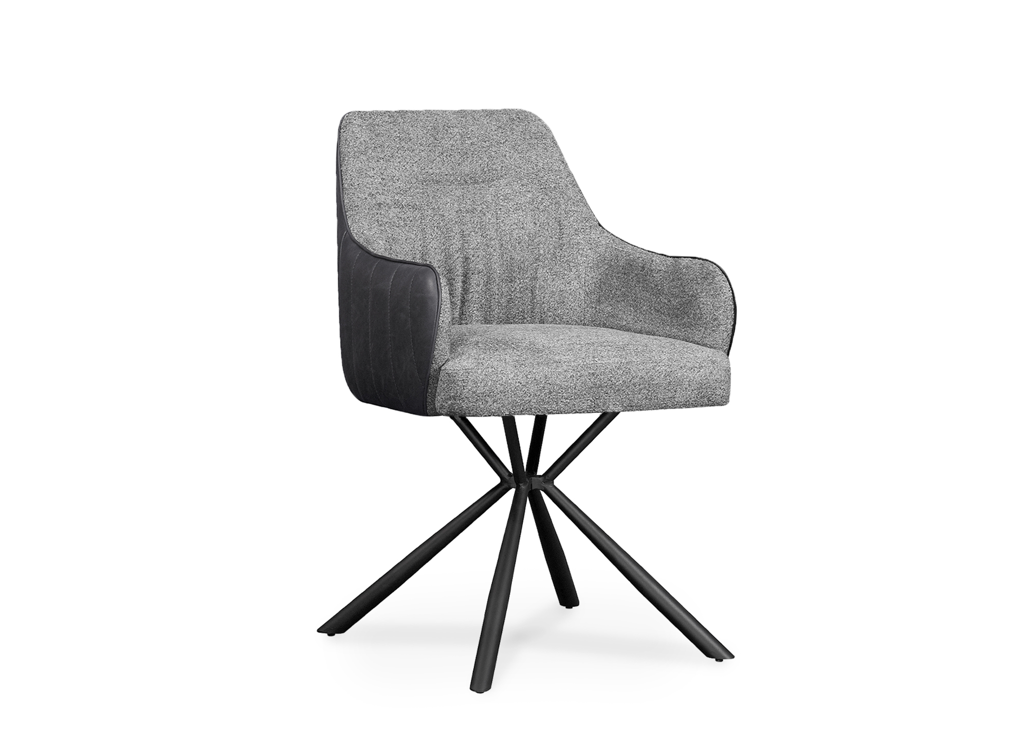 Lot de 2 chaises avec accoudoirs en tissu et simili cuir gris DOMY