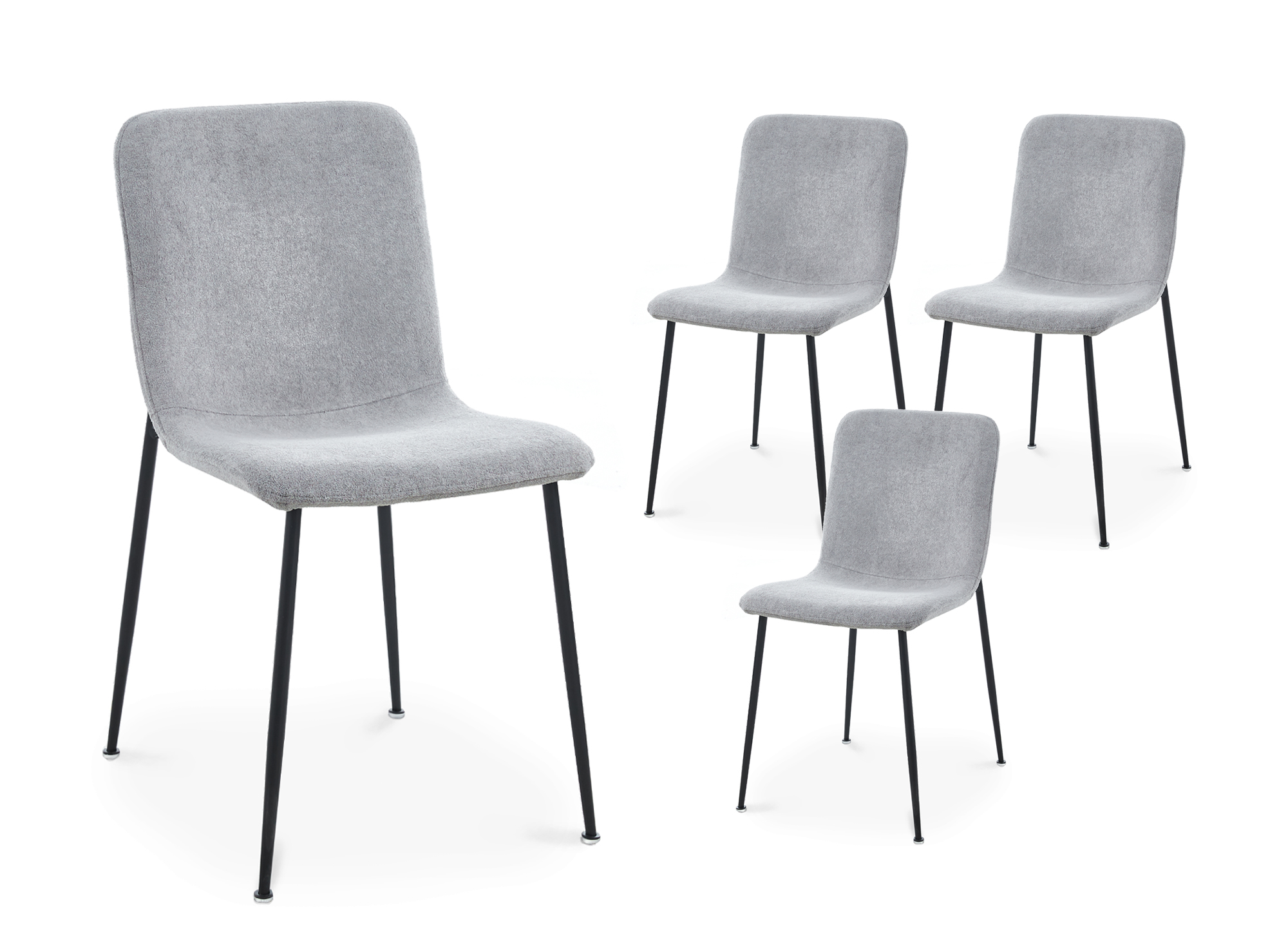 Lot de 4 chaises en tissu gris clair CHERYL