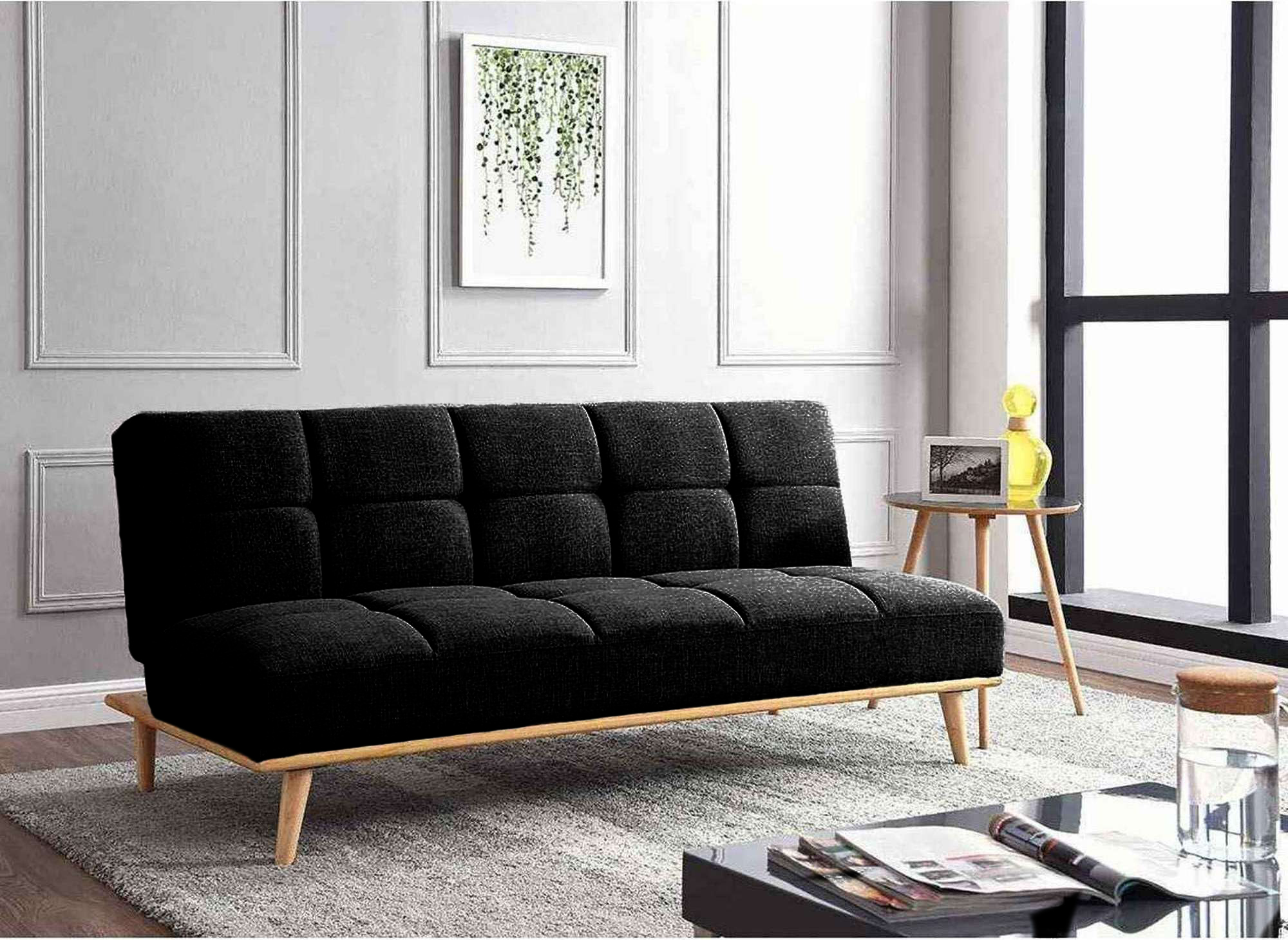 Banquette clic clac scandinave 3 places noir JESSY - DECOINPARIS