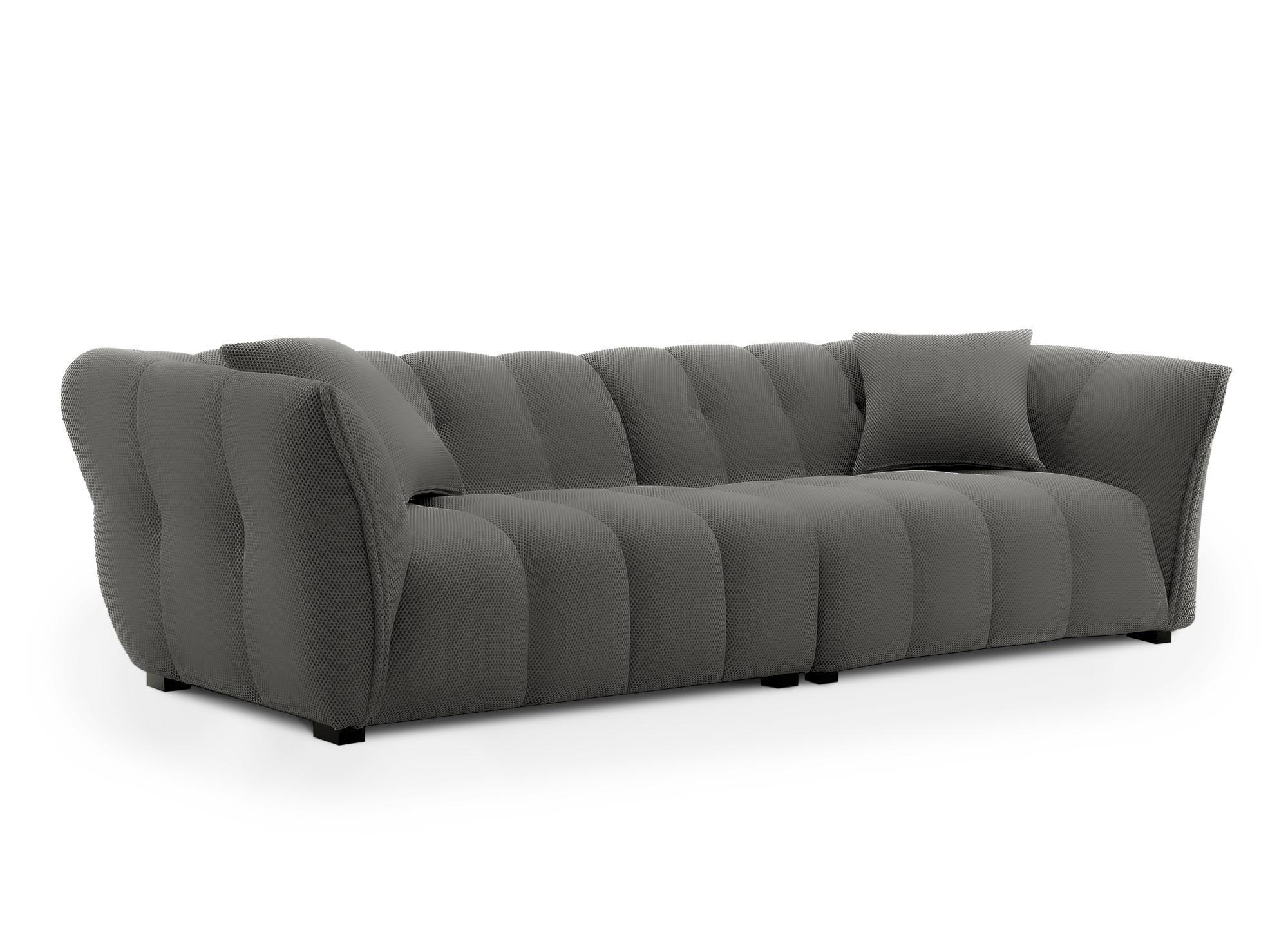 Canapé 4 places en tissu 3D gris ELENA