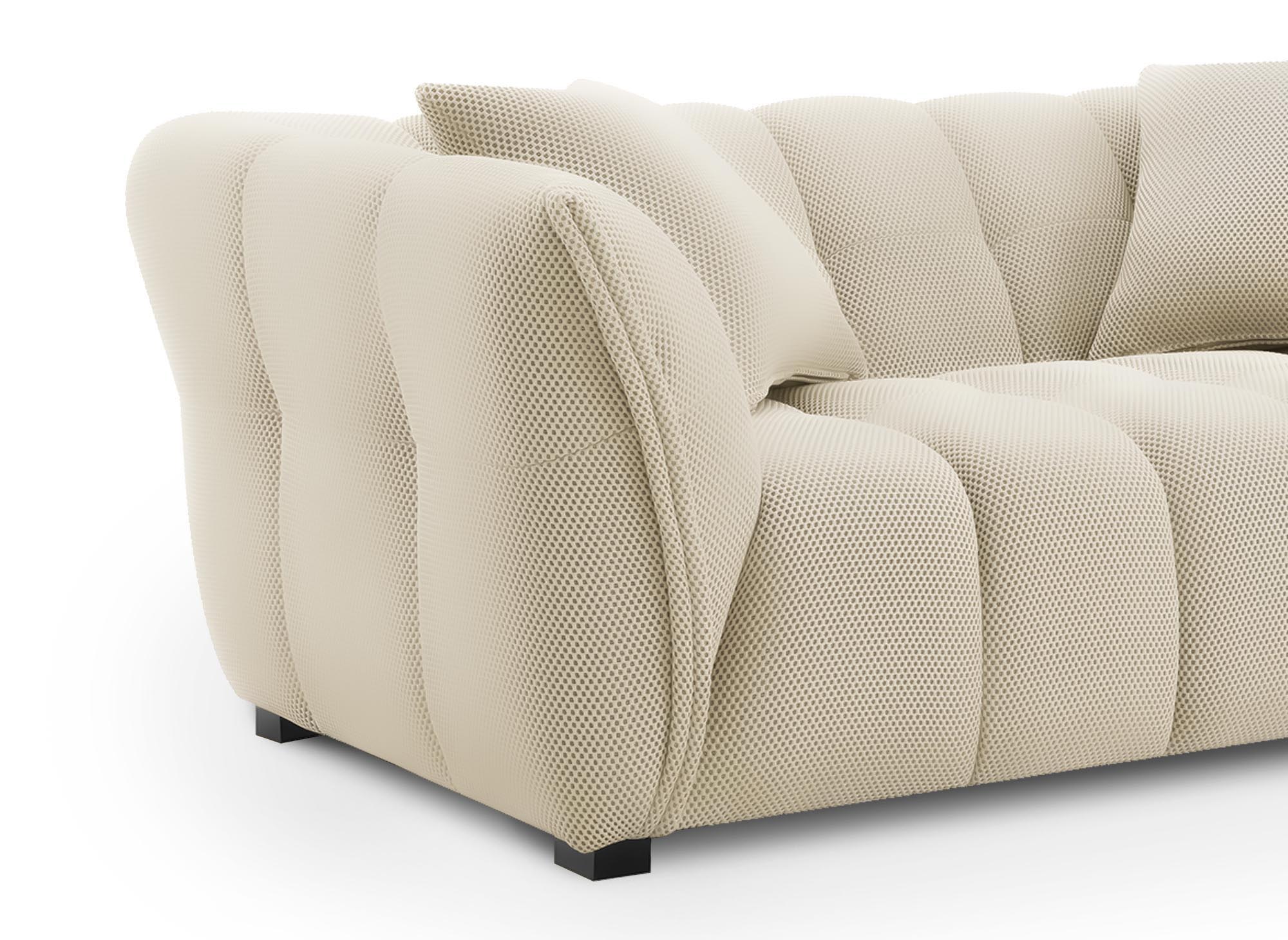 Canapé 3 places en tissu 3D beige ELENA