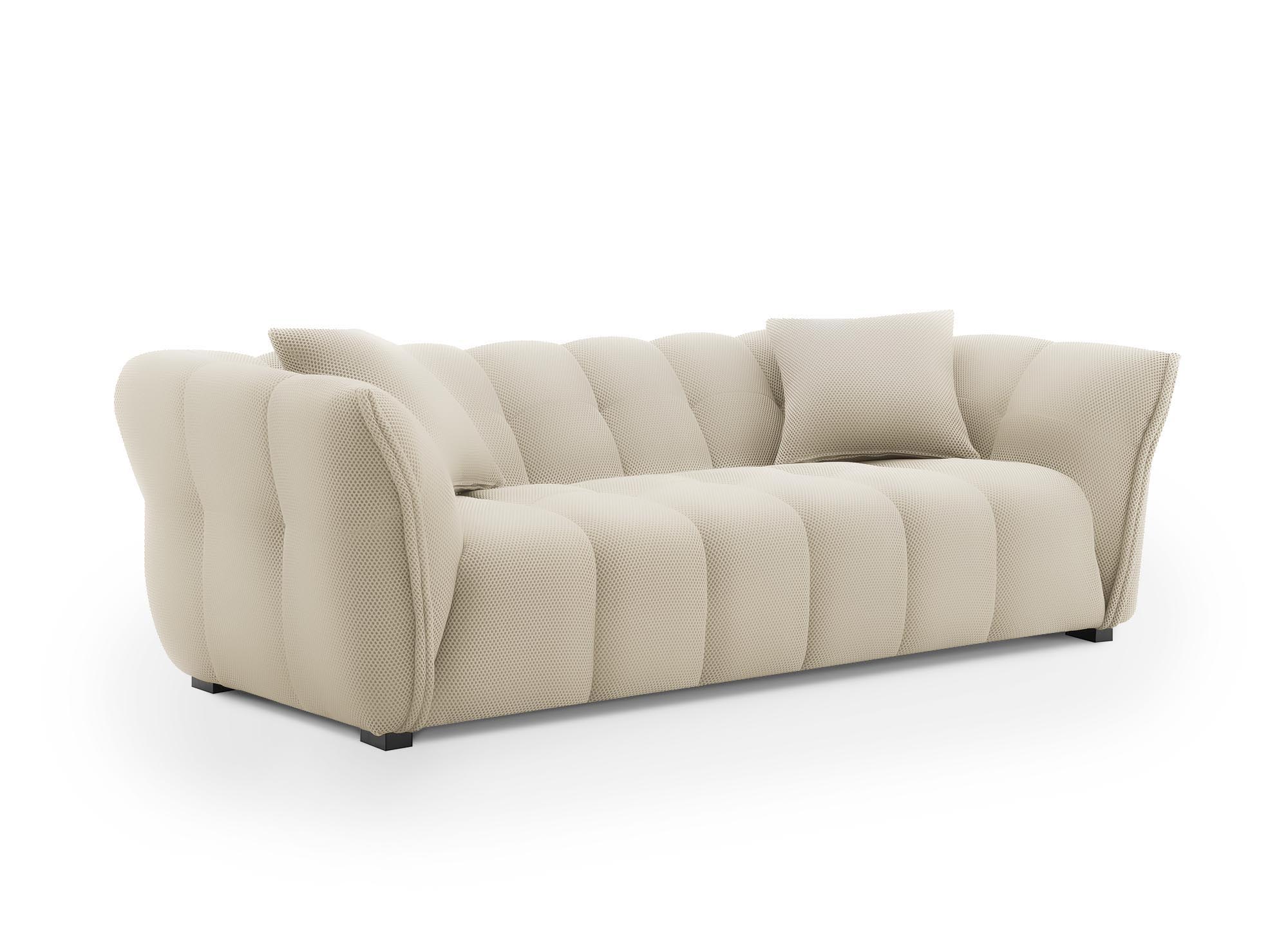 Canapé 3 places en tissu 3D beige ELENA