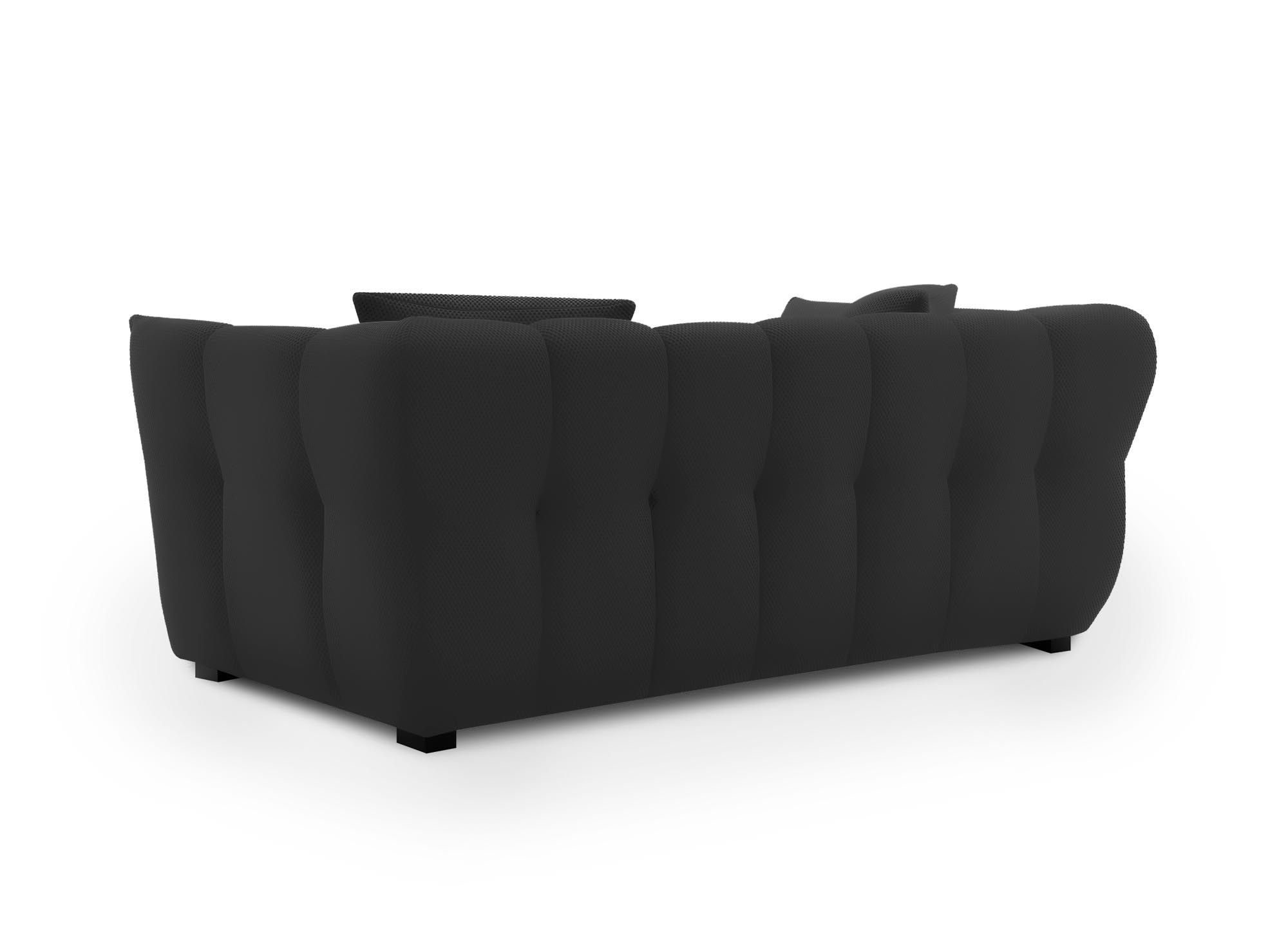 Canapé 2 places en tissu 3D noir ELENA