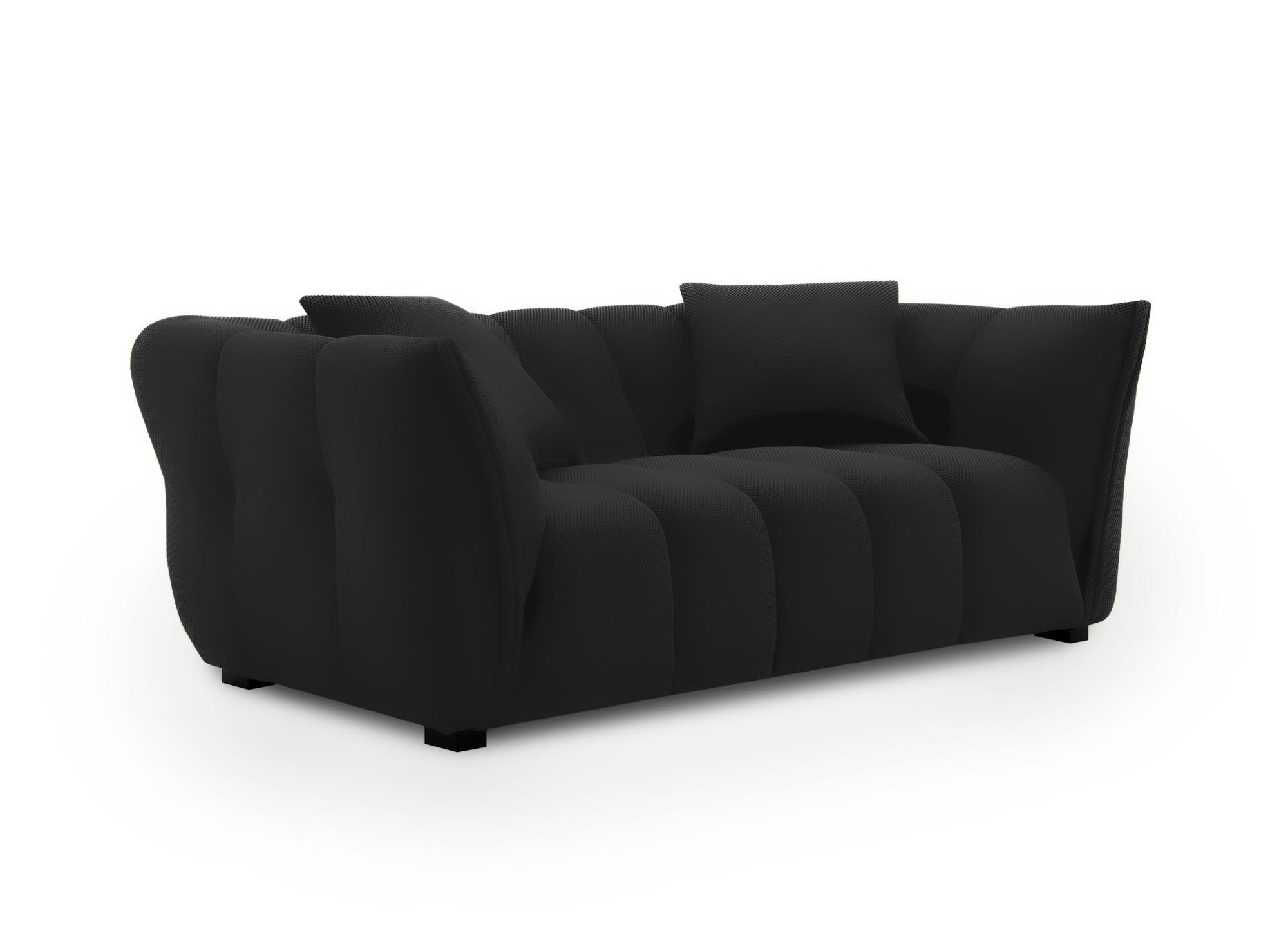 Canapé 2 places en tissu 3D noir ELENA