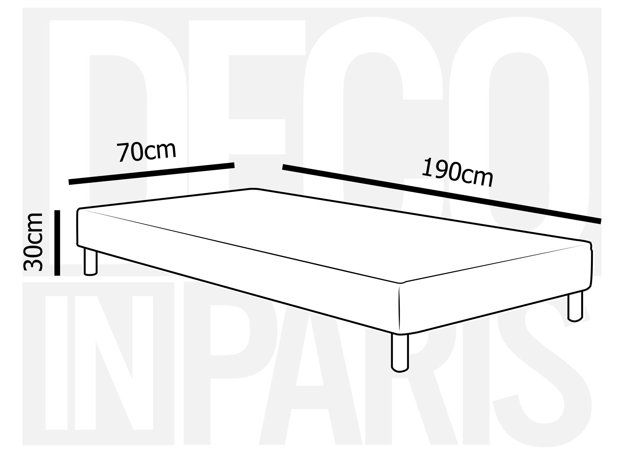 Sommier tapissier 70 x 190 cm + 4 pieds