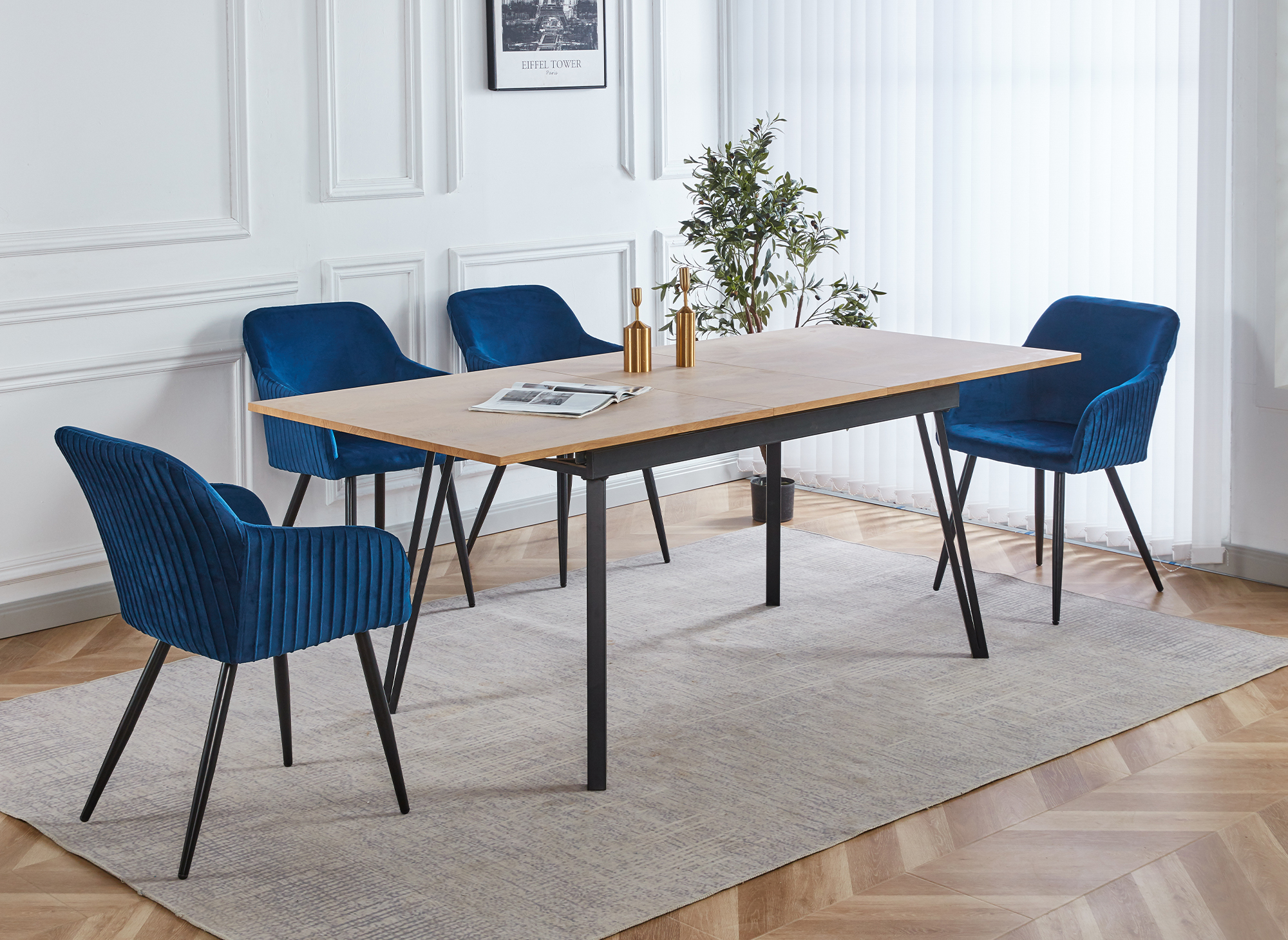 Table à manger à rallonge couleur chêne MENO