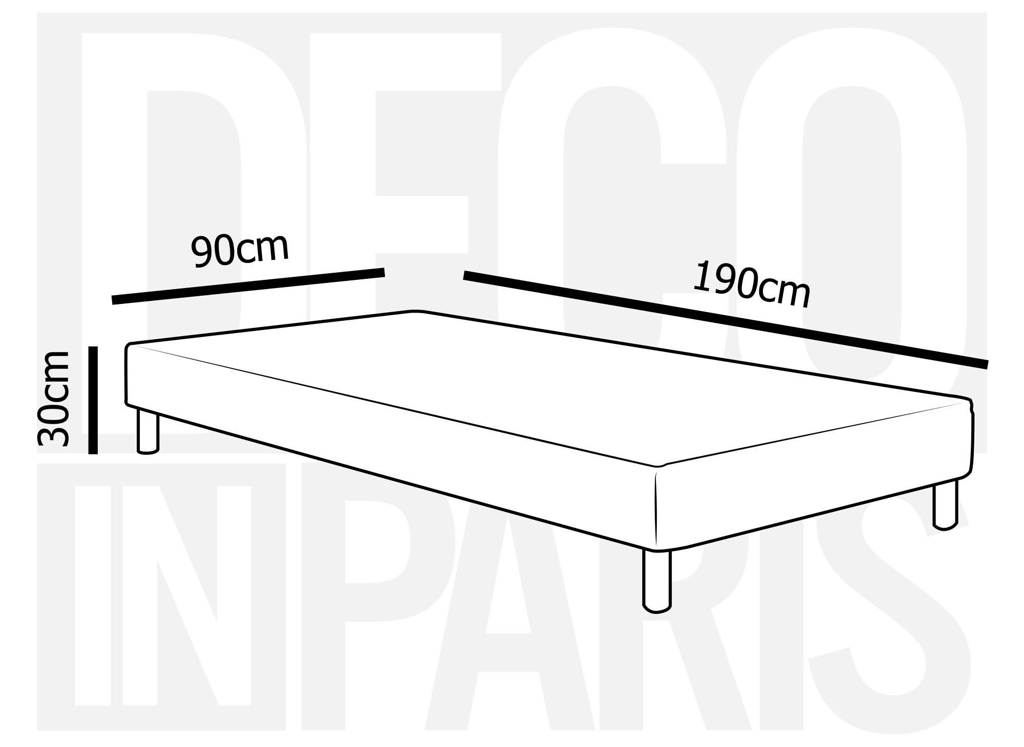 Sommier tapissier 90 x 190 cm + 4 pieds